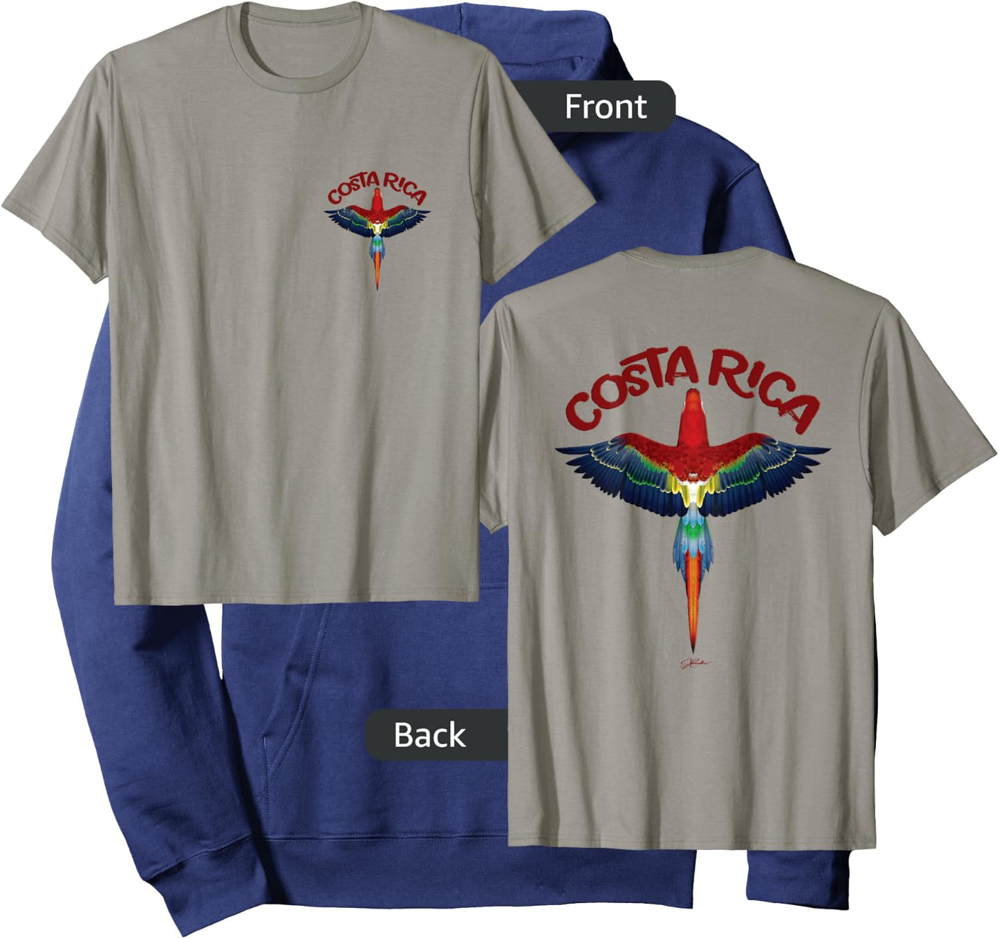 JCombs: Costa Rica Scarlet Macaw (Two-Sided) Hoodie - Hoodie | Navy