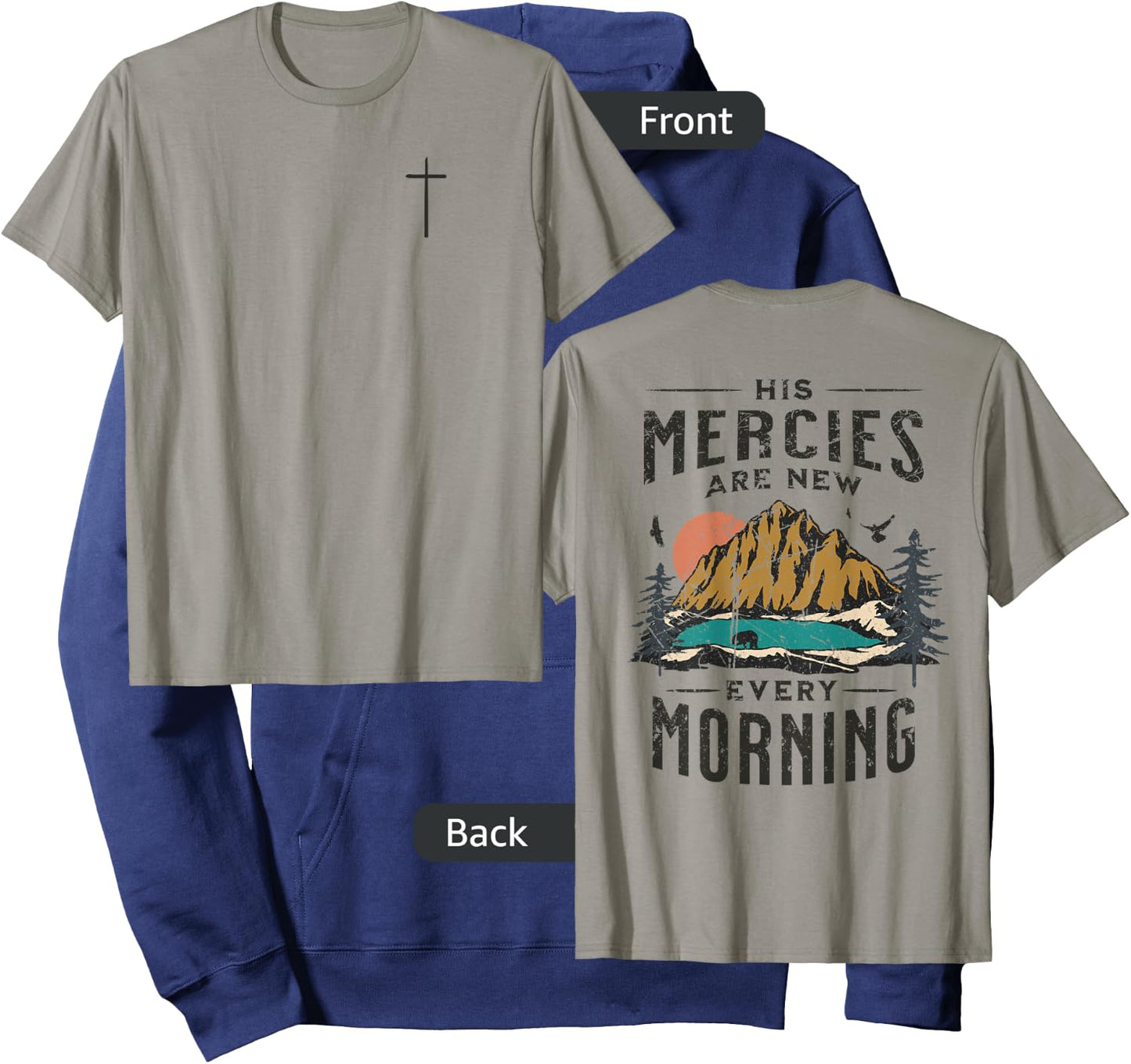 His Mercies Are New Every Morning Christian (On Back) Hoodie - Hoodie | Navy