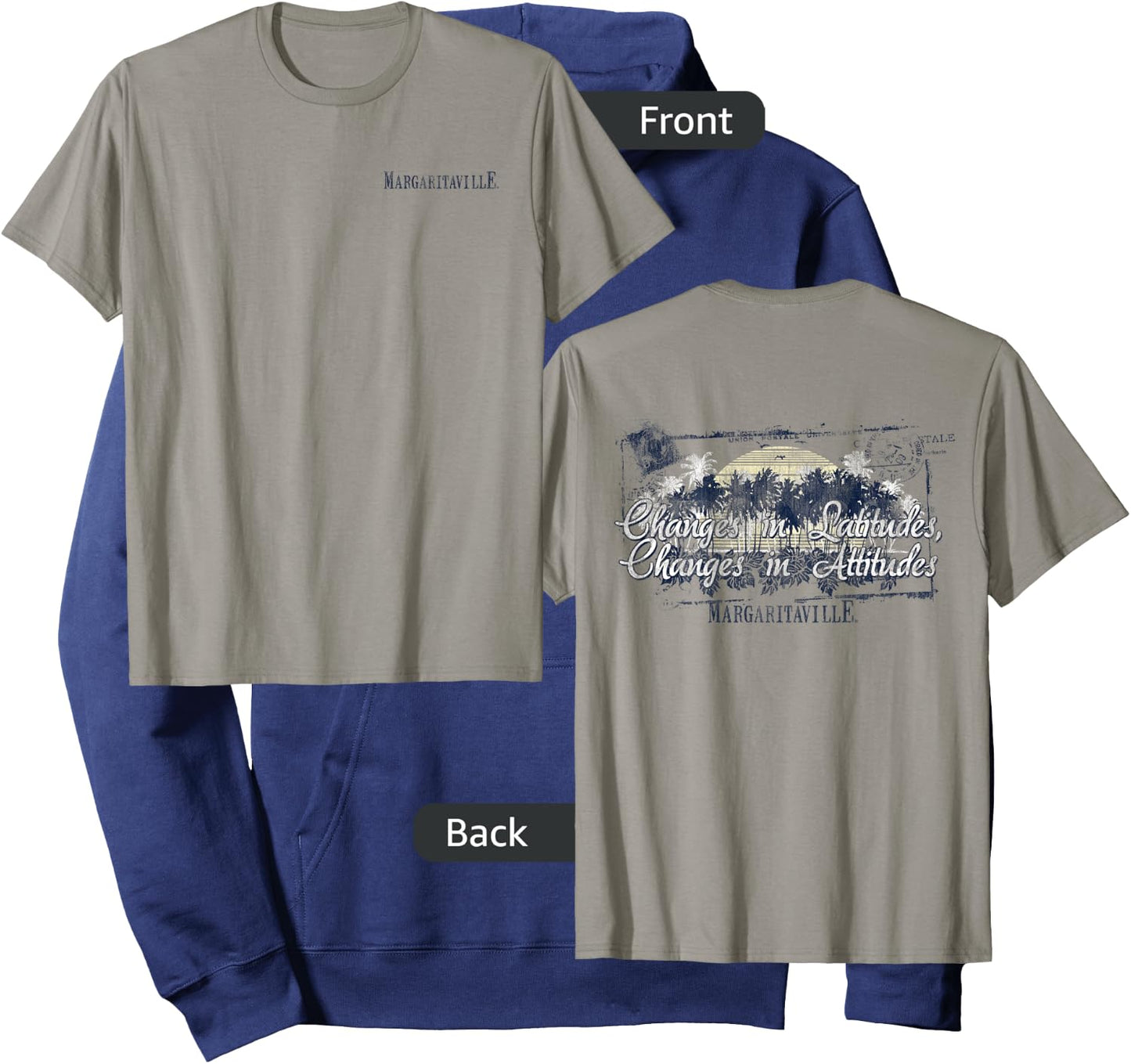 Margaritaville Changes in Latitudes, Changes in Attitudes Heather Grey Women's Classic Fit Cotton/Polyester Blend Hoodie - Hoodie | Navy