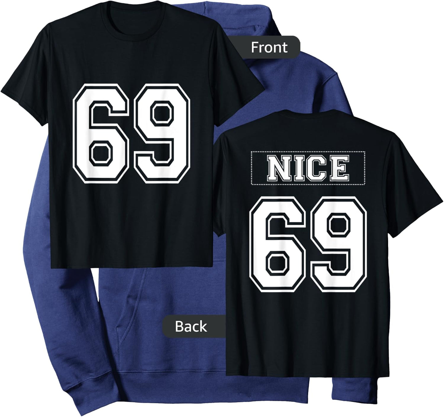 69 Nice - Mock Football Sports Jersey - White Text Hoodie - Hoodie | Navy