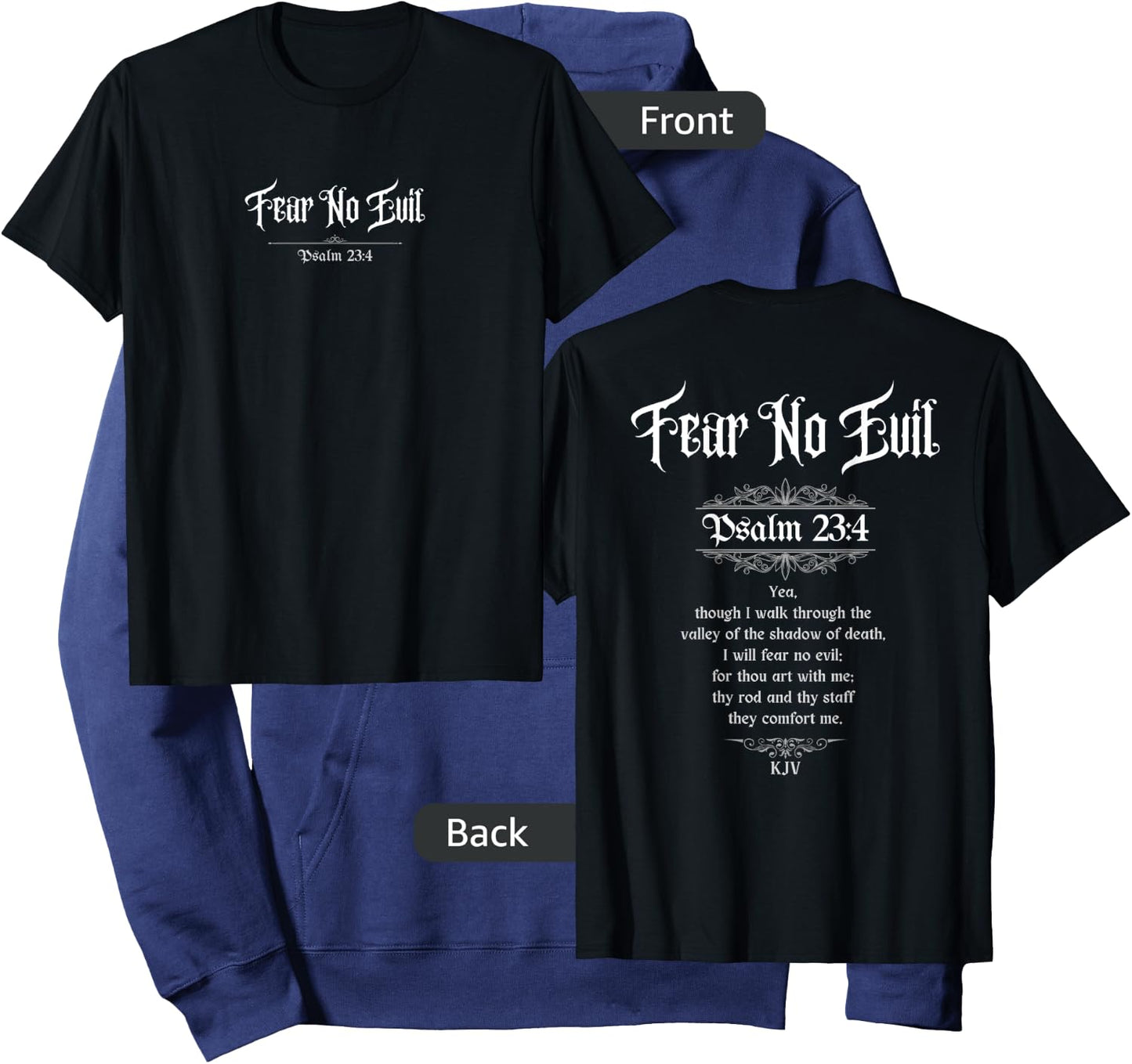 Jedidiah Sousa Fear No Evil Psalm 23:4 Women's Black Cotton Hoodie - Hoodie | Navy