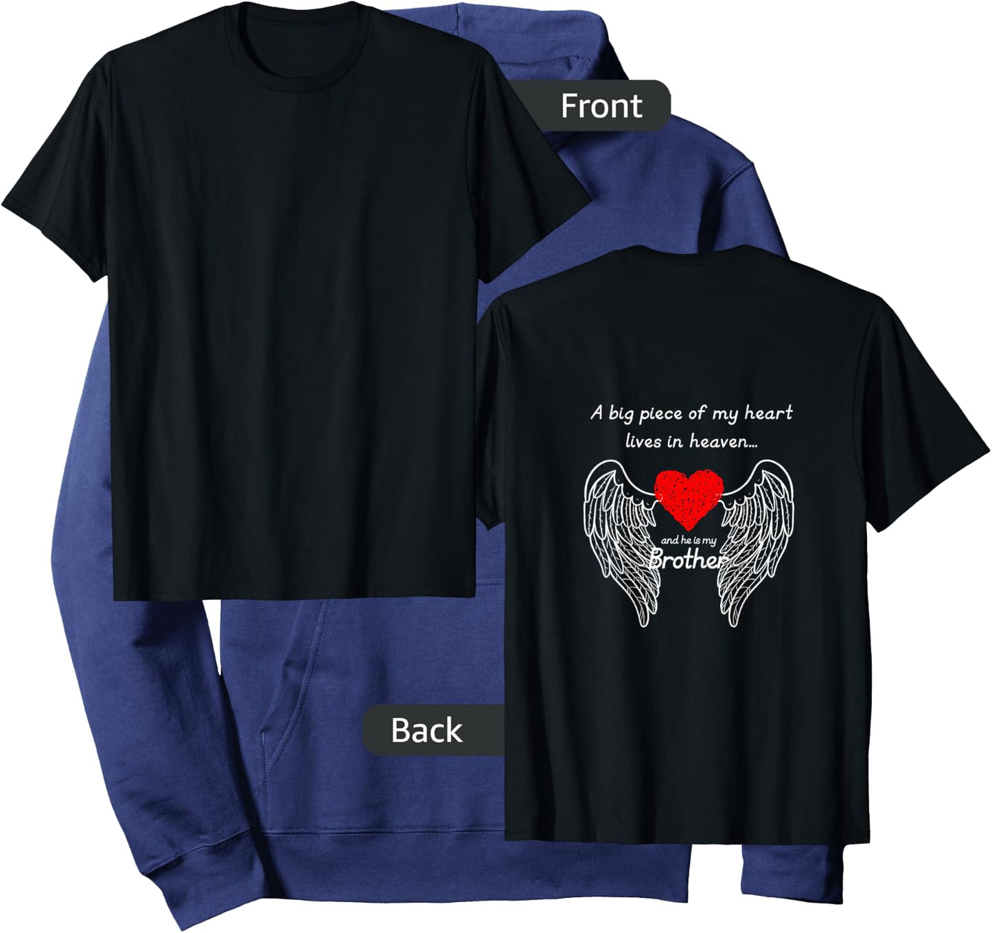 A Big Piece of My Heart Lives in Heaven and He is My Brother Hoodie - Hoodie | Navy