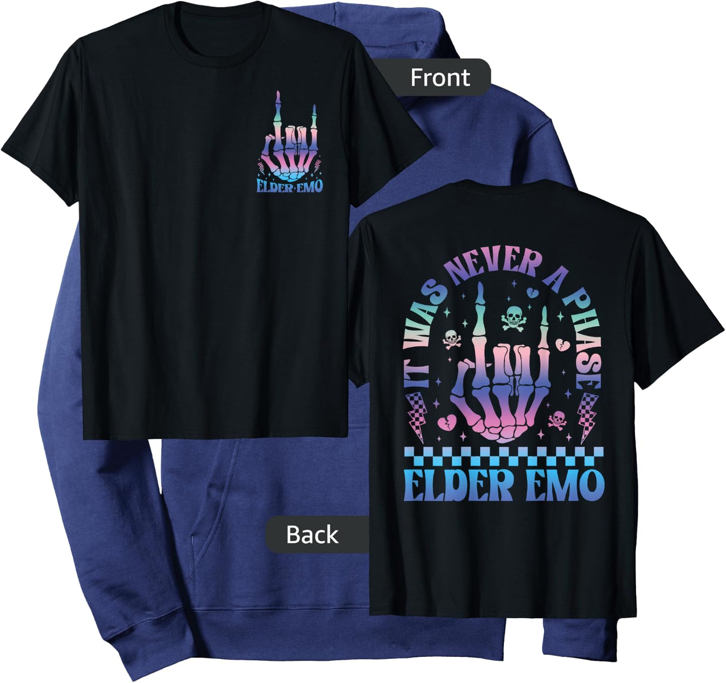 Elder Emo 2 Sided Elder Emo Club It was Never A Phase Hoodie - Hoodie | Navy