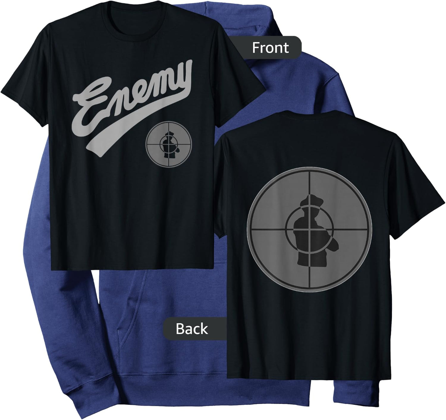 Public Enemy Official Enemy Target Black & Grey Hoodie - Hoodie | Navy