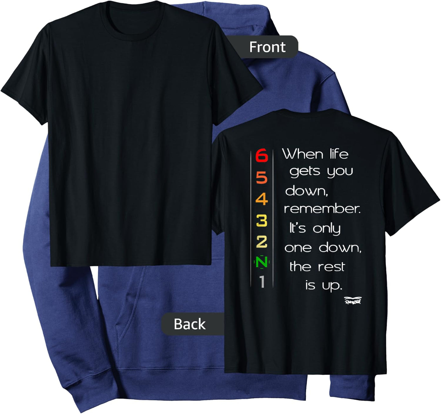 When life gets you down Motorcycle Motorbike Gears On Back Hoodie - Hoodie | Navy
