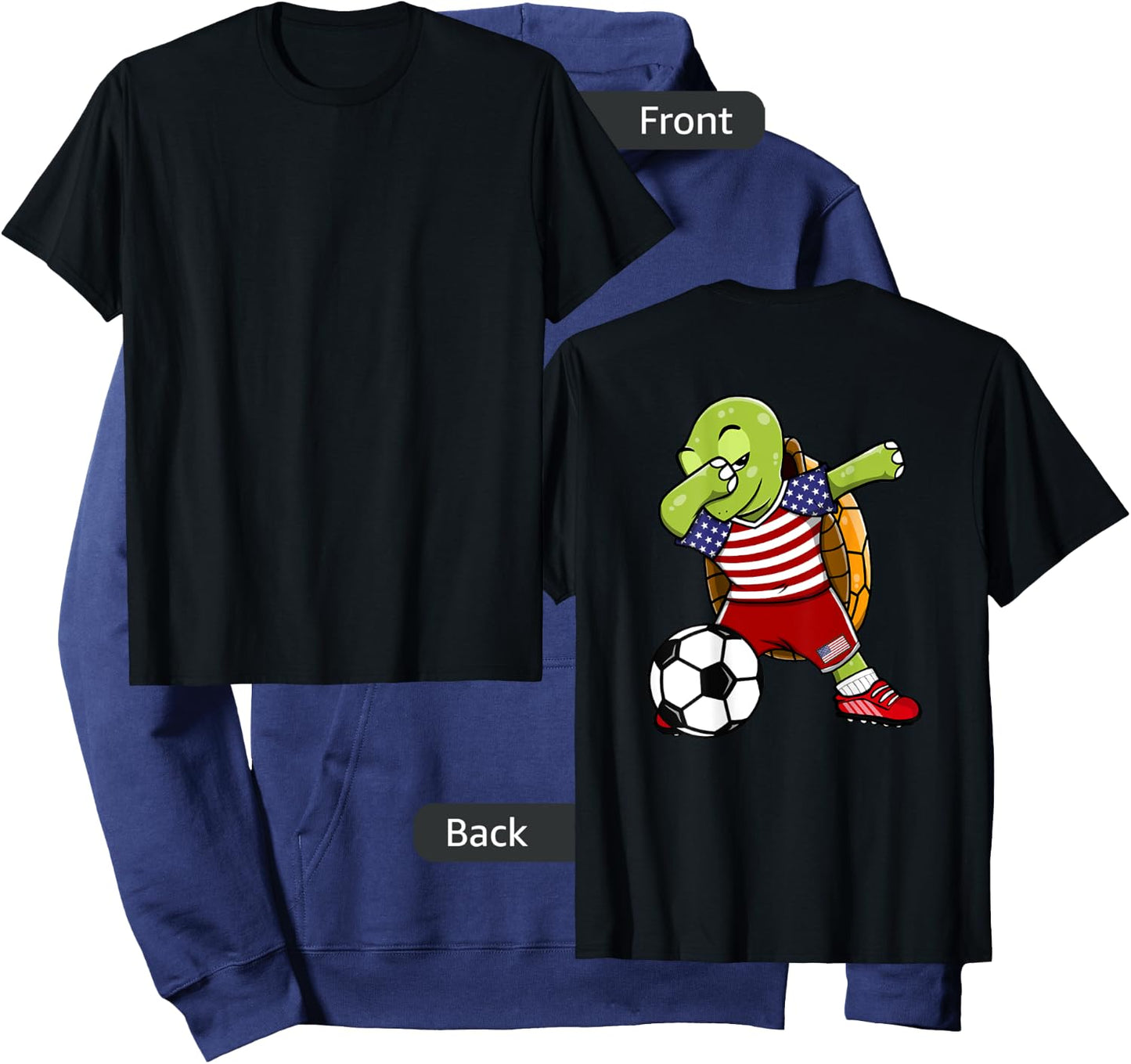 Dabbing Turtle America Soccer Fans US Flag Football Lovers Hoodie - Hoodie | Navy