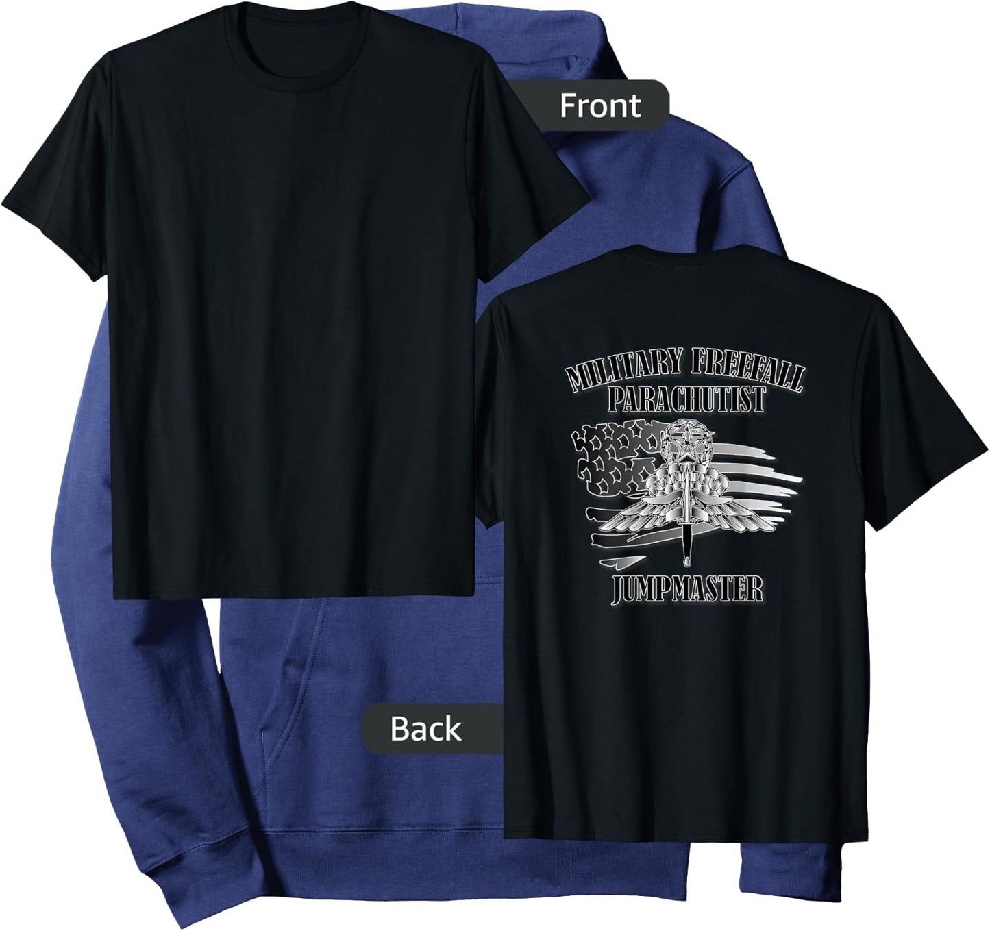 Military Freefall Parachutist- Jumpmaster (Back Design) Hoodie - Hoodie | Navy