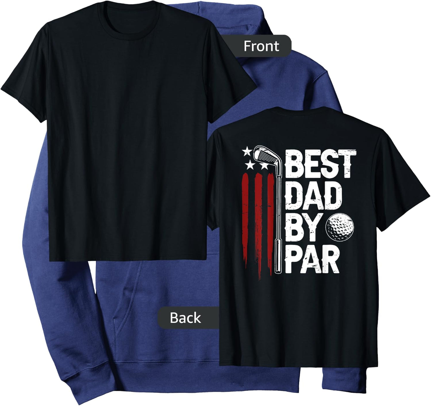 Golf Best Dad By Par Daddy Golfer American Flag On Back Men Hoodie - Hoodie | Navy