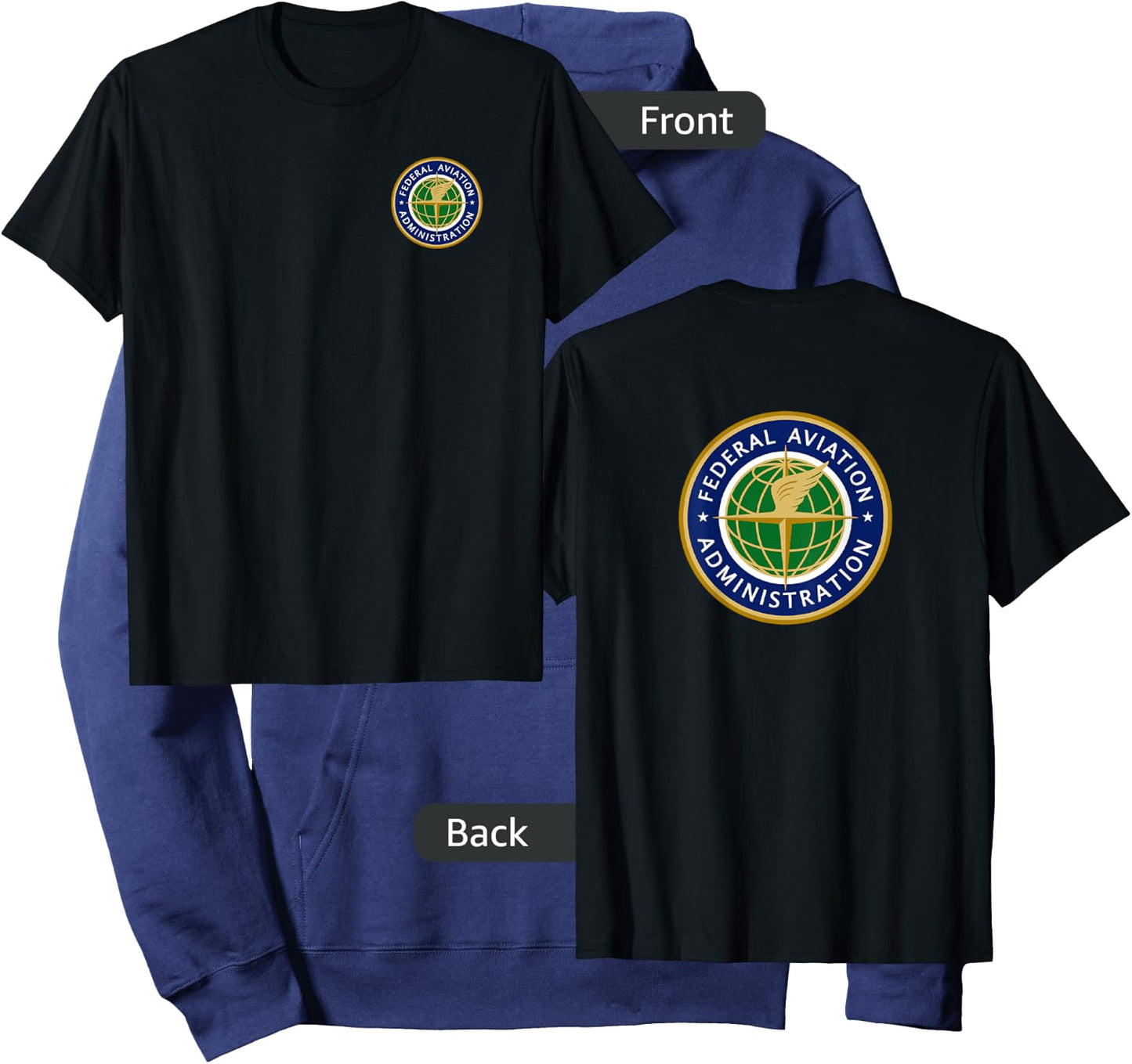 Federal FAA Shirts & Gifts Retired US FAA - Men's Aviation Theme Black Short Sleeve - Small Hoodie - Hoodie | Navy