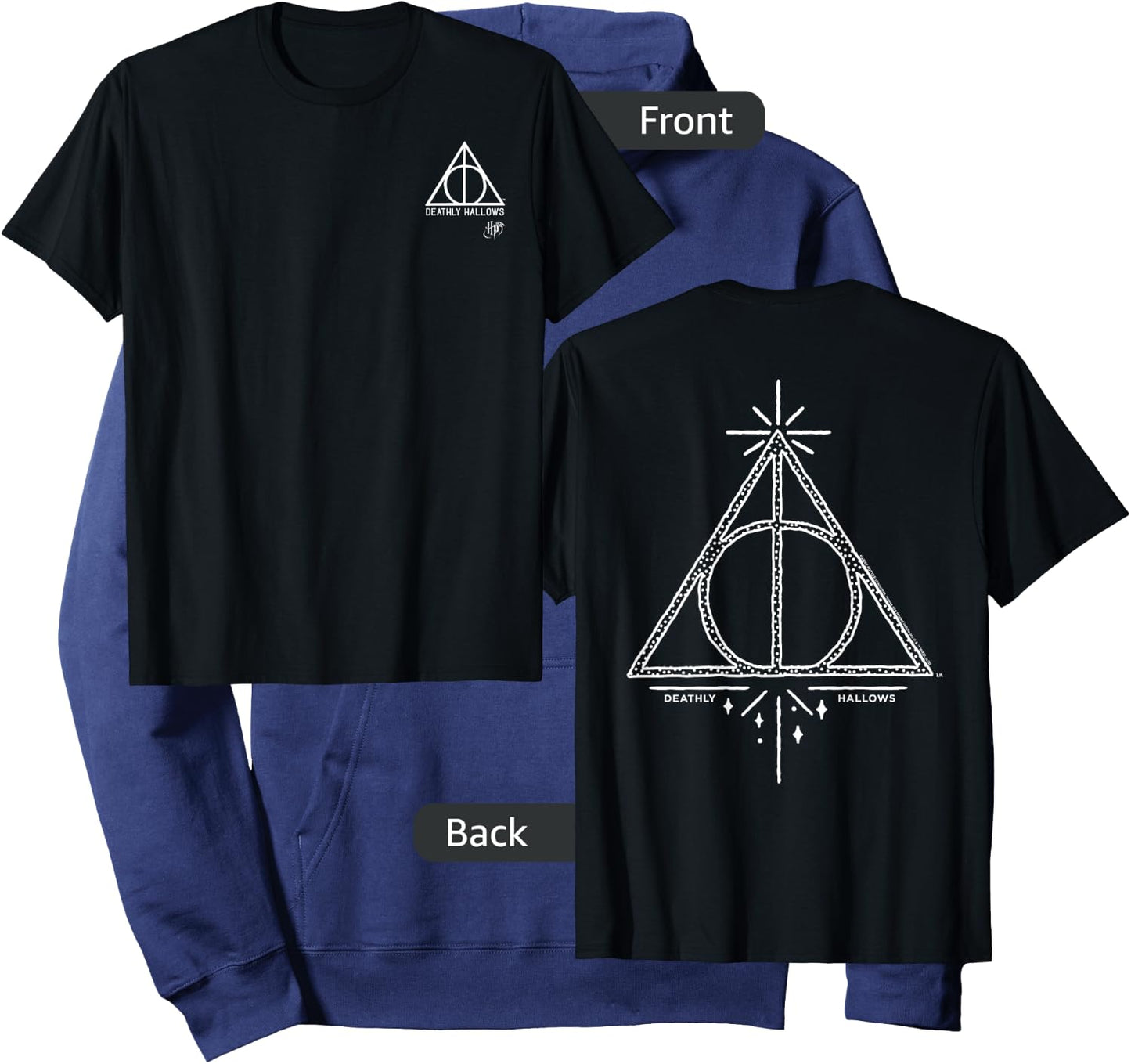 Harry Potter Deathly Hallows Pocket Icon Front & Back Hoodie - Hoodie | Navy