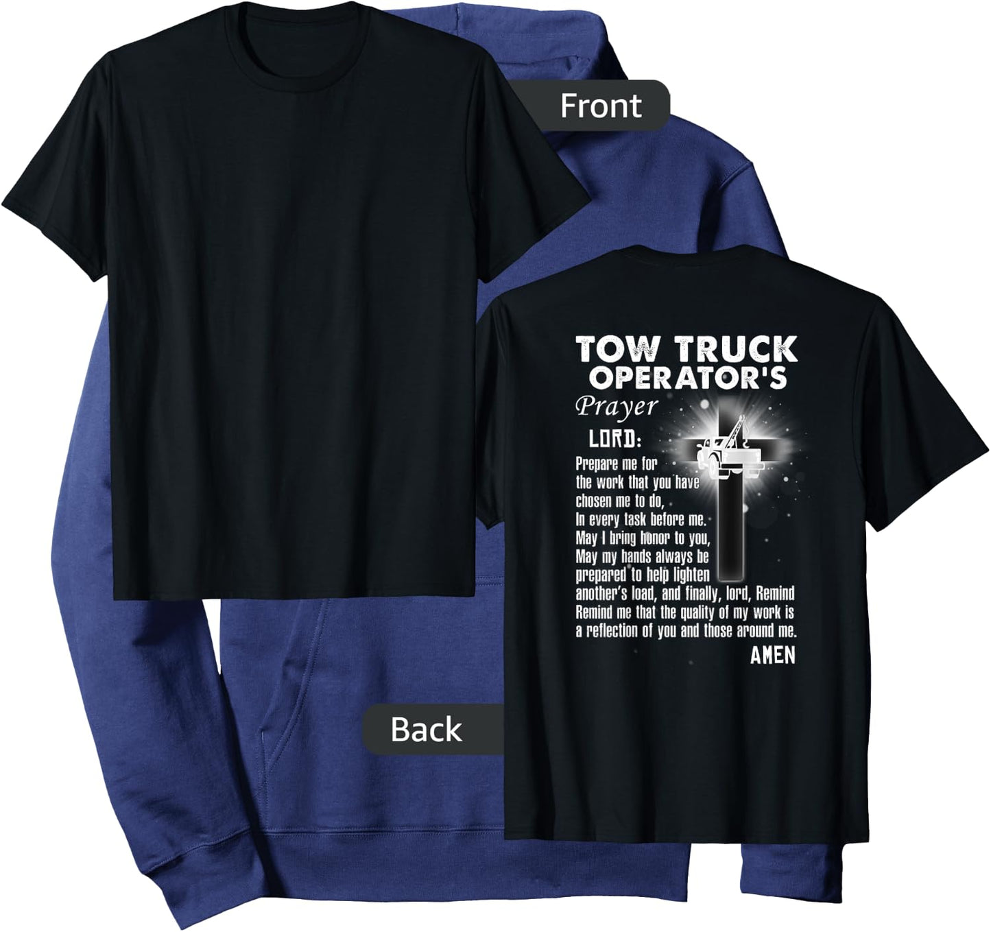Proud Tow Truck Operator Prayer Hoodie - Hoodie | Navy