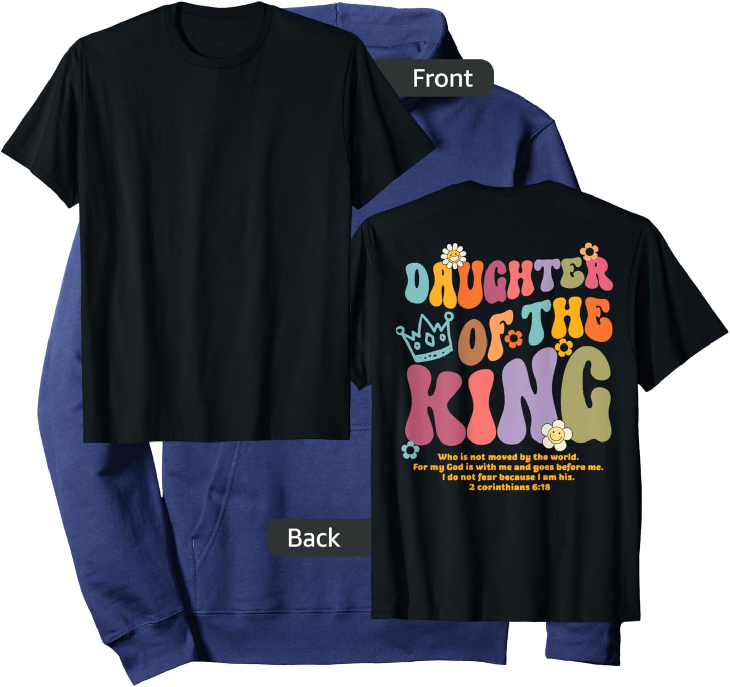 Christian Bible Verse Daughter of-the King Corinthians 6:18 Hoodie - Hoodie | Navy