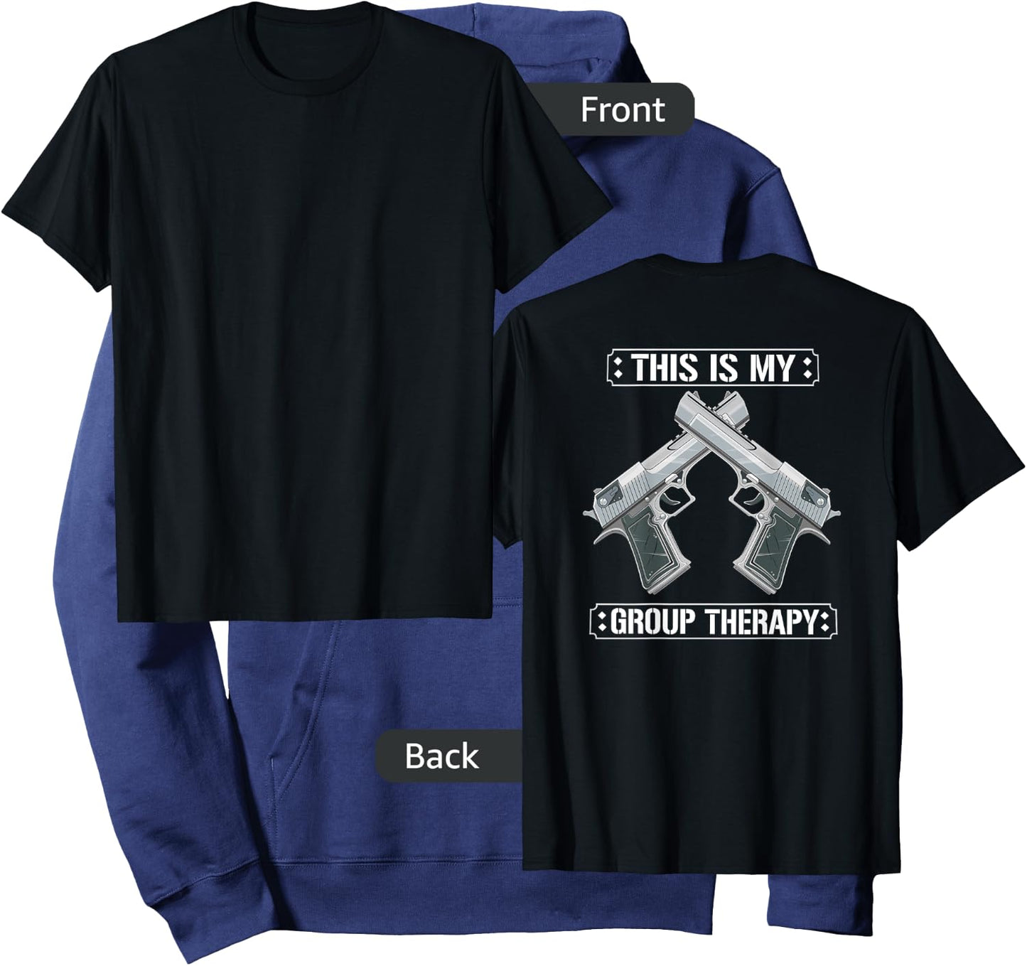 Funny Guns Are My Therapy - Gun - Amendment Saying (on back) Hoodie - Hoodie | Navy