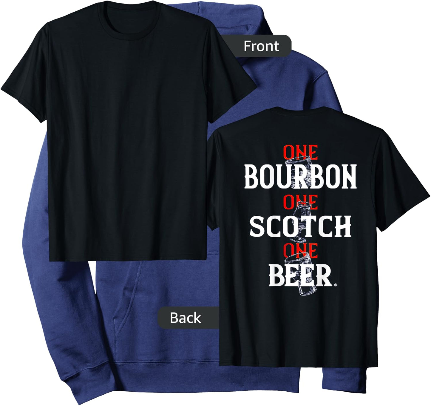 Bourbon One Scotch One Beer (on back) Hoodie - Hoodie | Navy