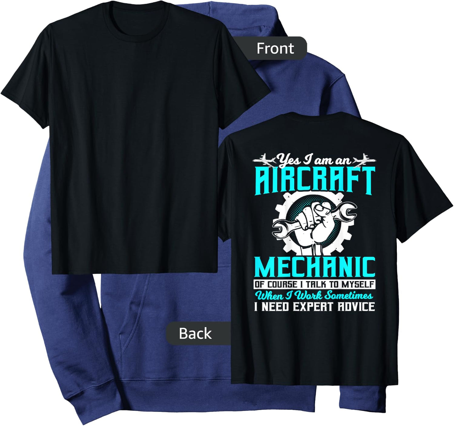 Airplane Mechanic Gift Design On Back Of Clothing Hoodie - Hoodie | Navy