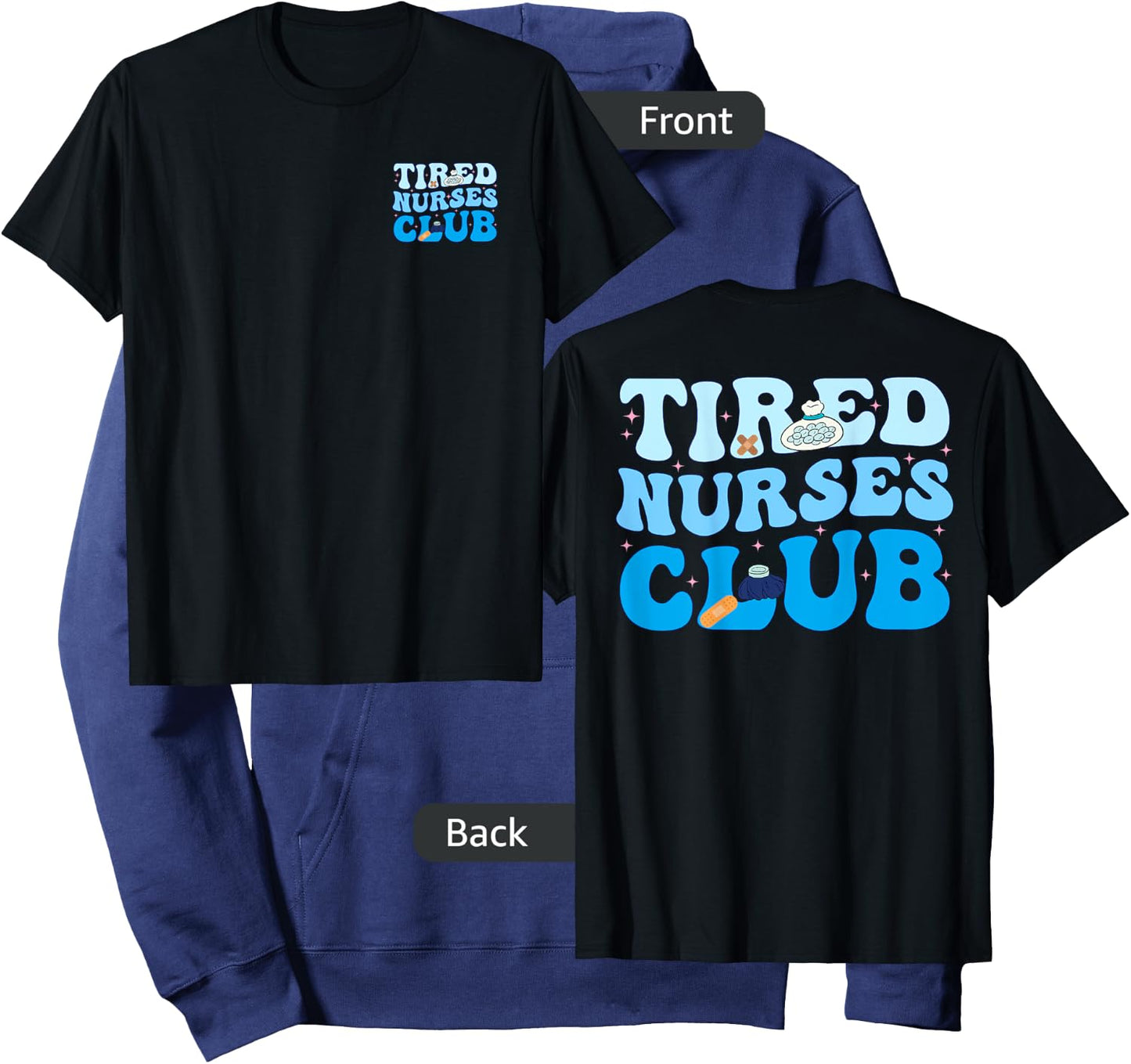 Tired Nurses Club Funny Groovy CRNA RN Future Nursing School Hoodie - Hoodie | Navy