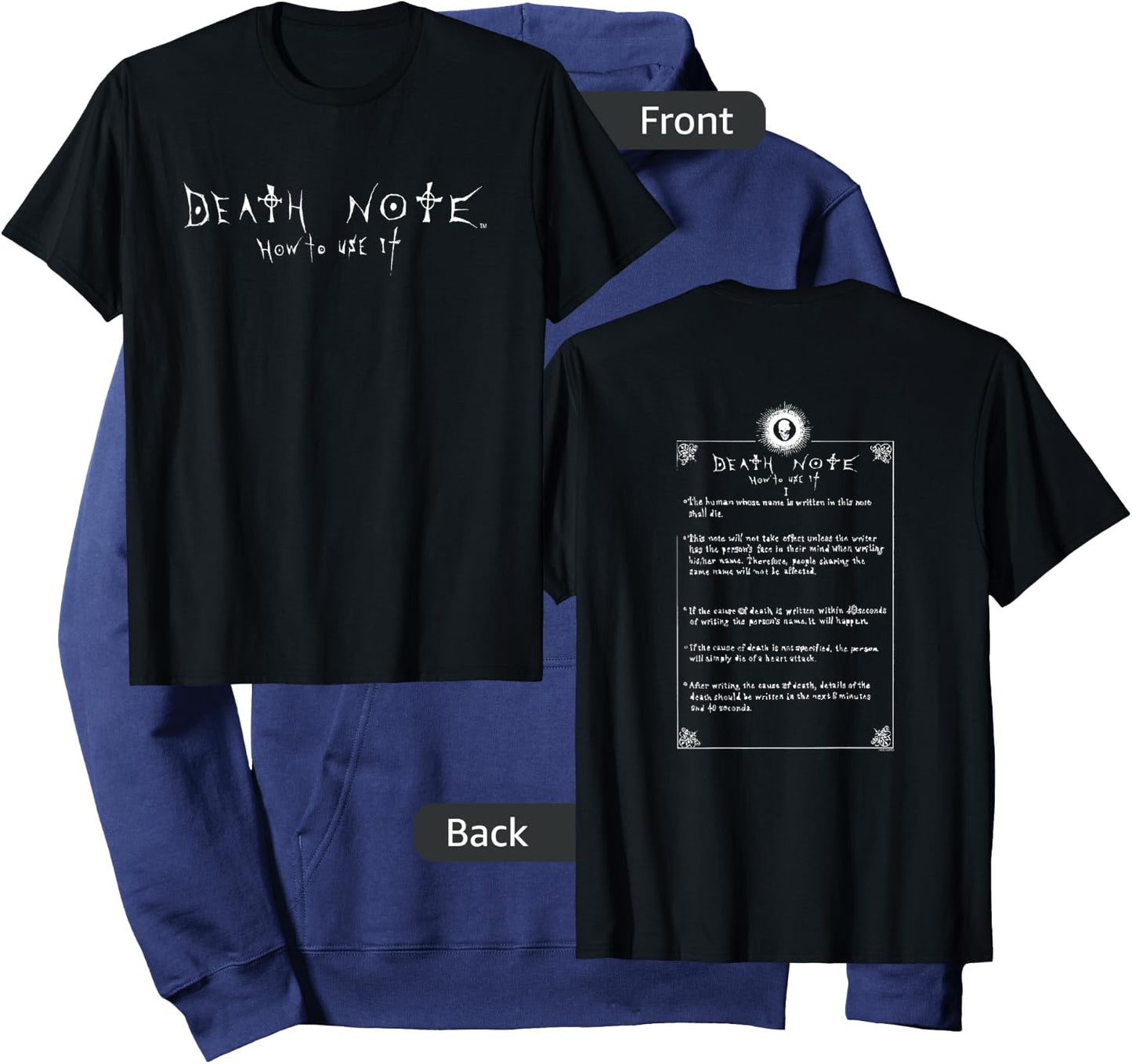 Death Note How to Use It Front and Back Anime Hoodie - Hoodie | Navy