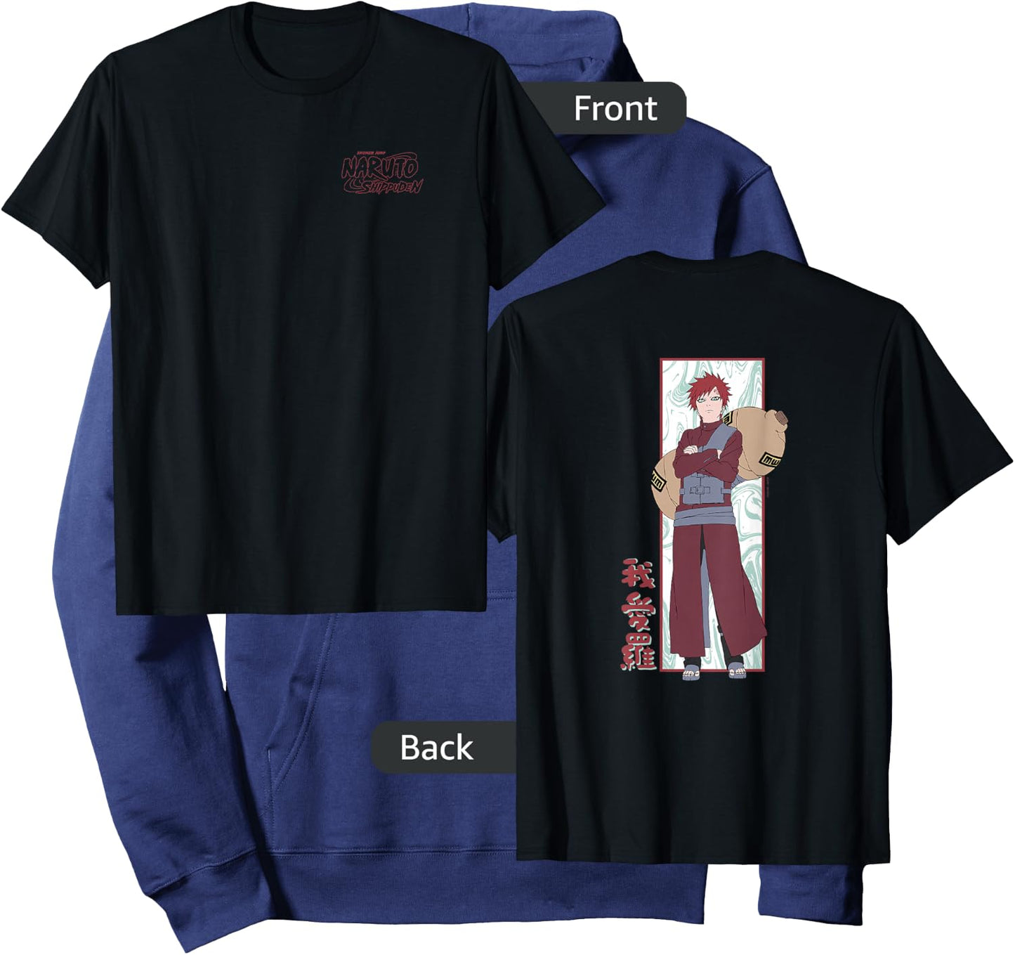 Naruto Shippuden Gaara Marble Background Front Back Anime Hoodie - Hoodie | Navy