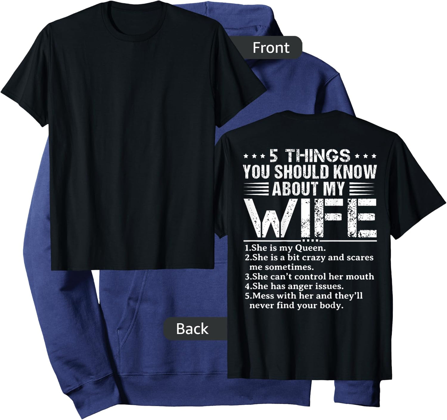 5 Things You Should Know About My Wife (On Back) husband Hoodie - Hoodie | Navy