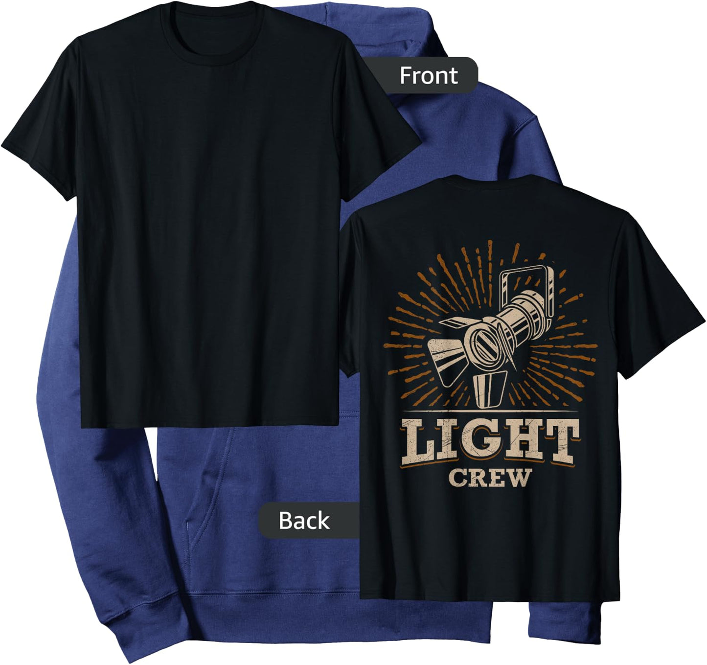 LIGHT CREW Theatre Lighting Technician Black X-Small Classic Fit Short Sleeve Cotton Hoodie - Hoodie | Navy