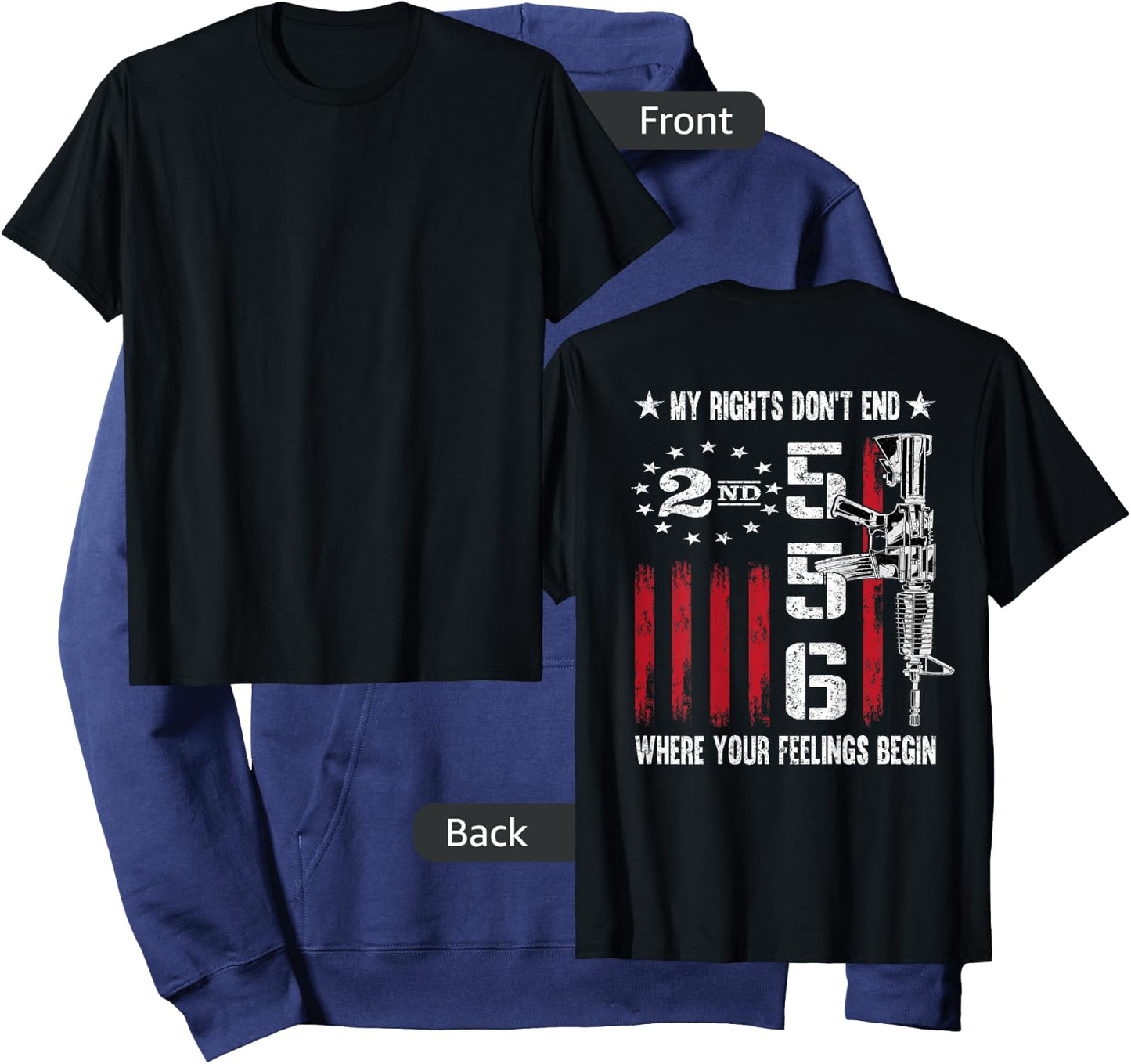 2nd Amendment Feelings America USA Patriotic Funny On Back Small Hoodie - Hoodie | Navy