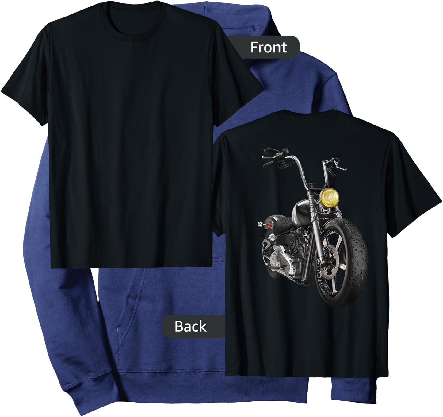 Hand Drawn Chopper Motorcycle Hoodie - Hoodie | Navy