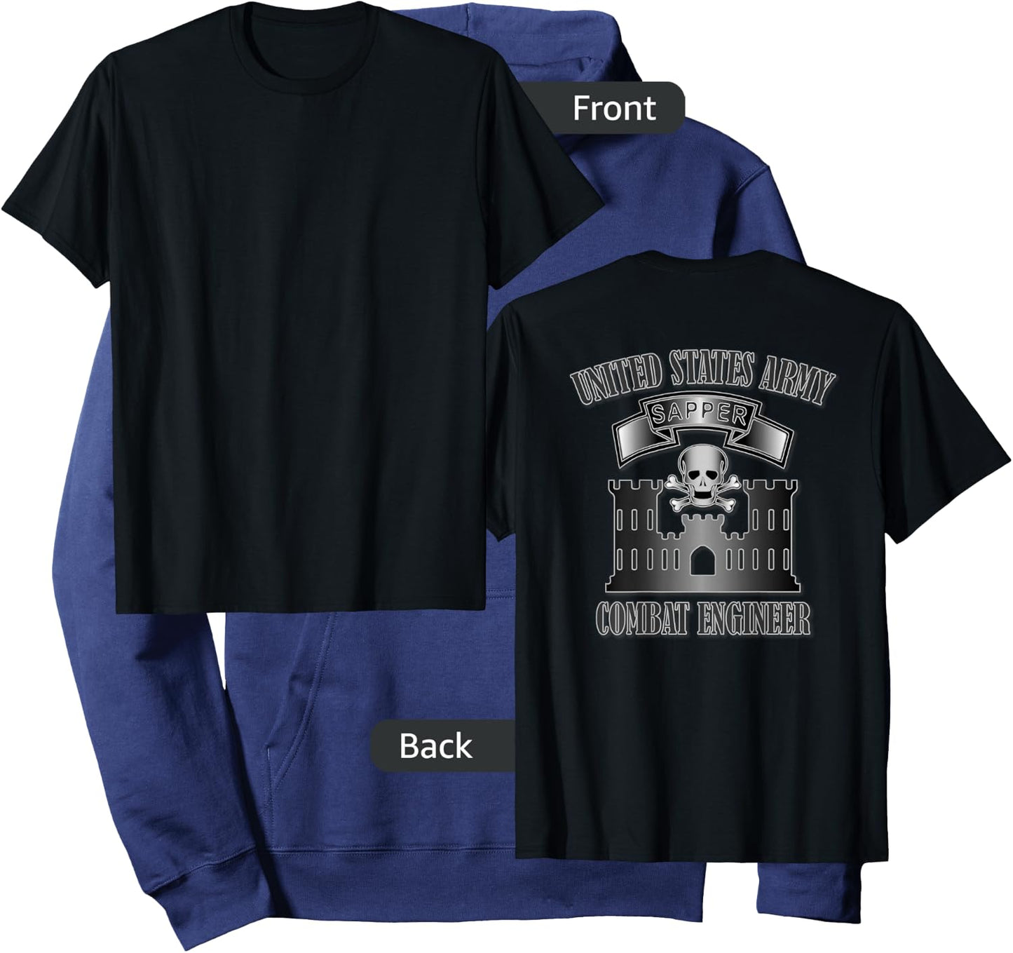 U.S. Army Sapper- Combat Engineer (Back Design) Hoodie - Hoodie | Navy