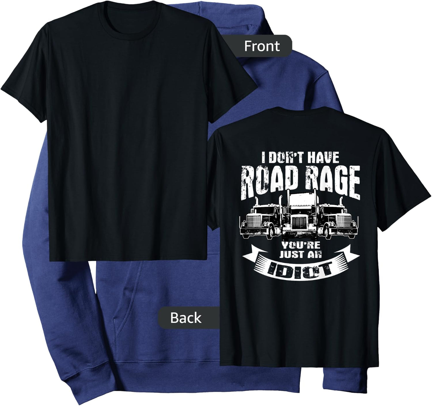 Trucker Gifts Tractor Trailer 18 Wheeler Design On Back Hoodie - Hoodie | Navy