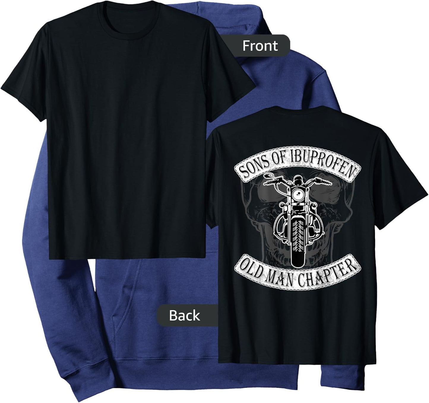 Cool Son Of Ibuprofen Old Man Chapter Funny Older Biker Gift Hoodie - Hoodie | Navy