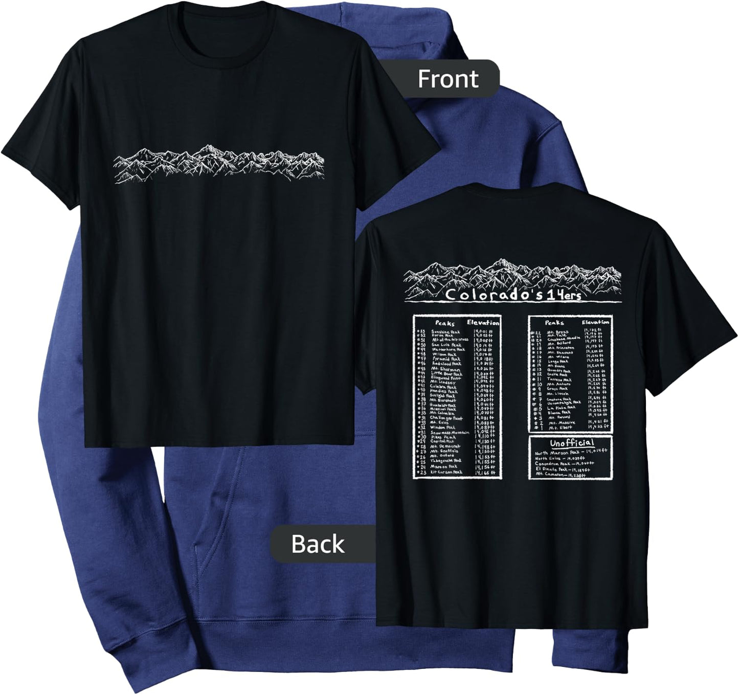 All the Colorado 14ers Mountain Outdoor Hiking Gift Hoodie - Hoodie | Navy