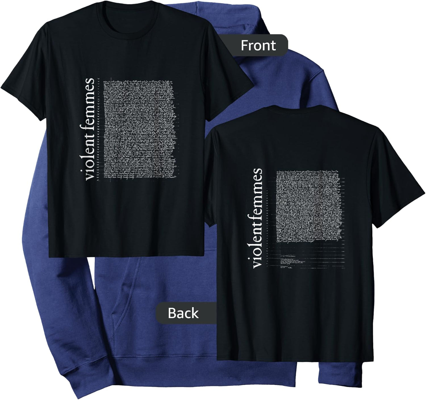 Violent Femmes - Official Merchandise - Self Titled Lyric Hoodie - Hoodie | Navy