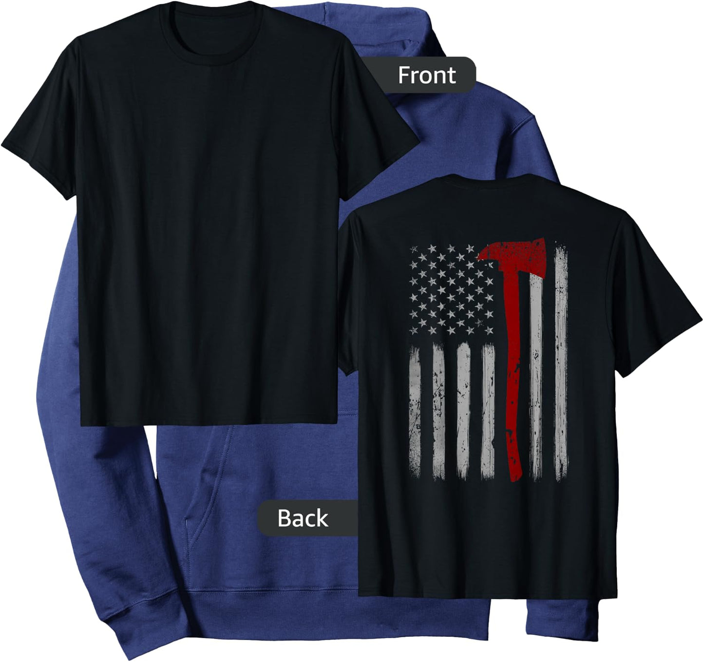 Patriotic Firefighter USA Flag Axe American Flag Fireman Hoodie - Hoodie | Navy