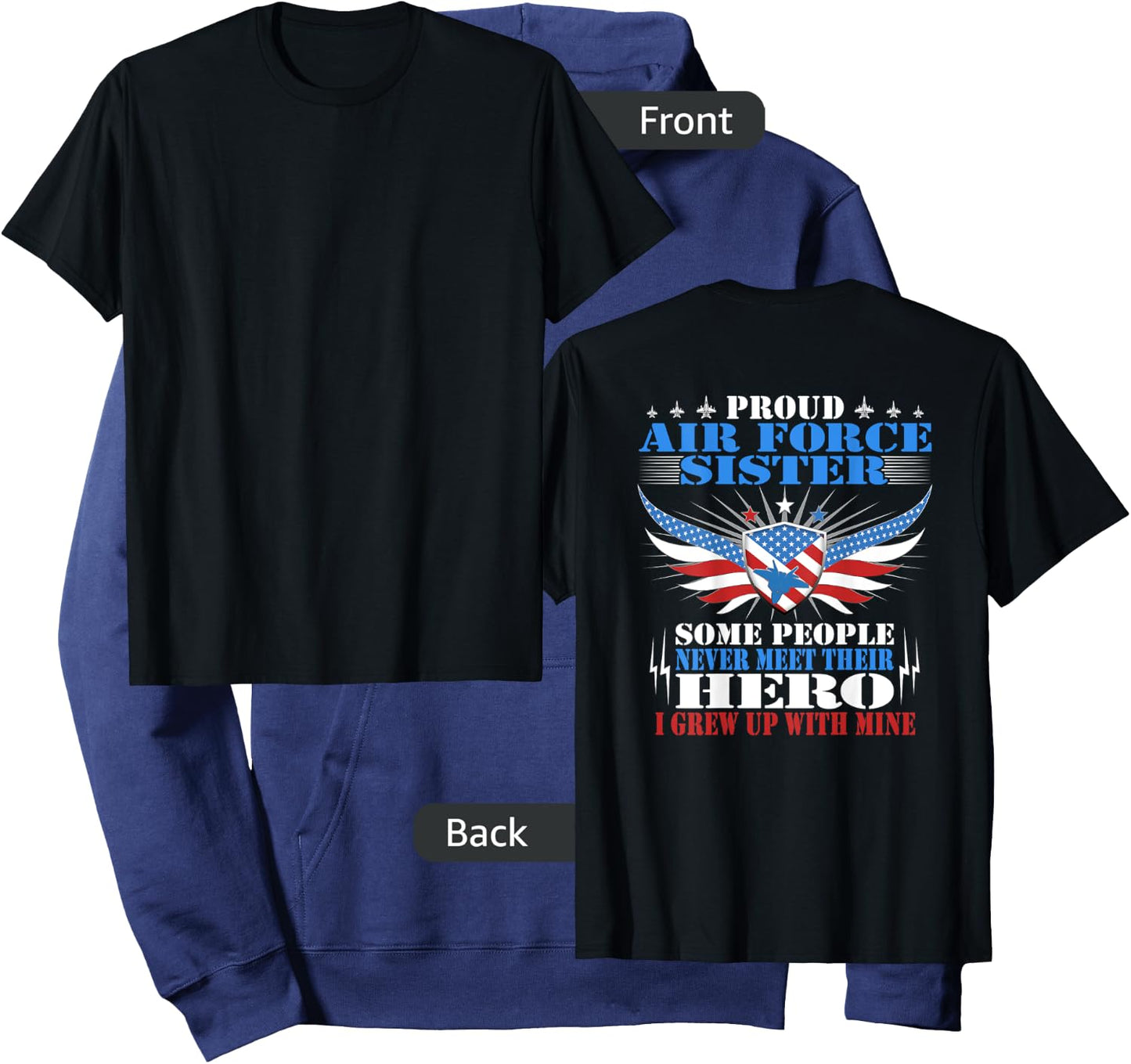 Some Never Meet Their Hero - Proud Air Force Sister Sibling Hoodie - Hoodie | Navy