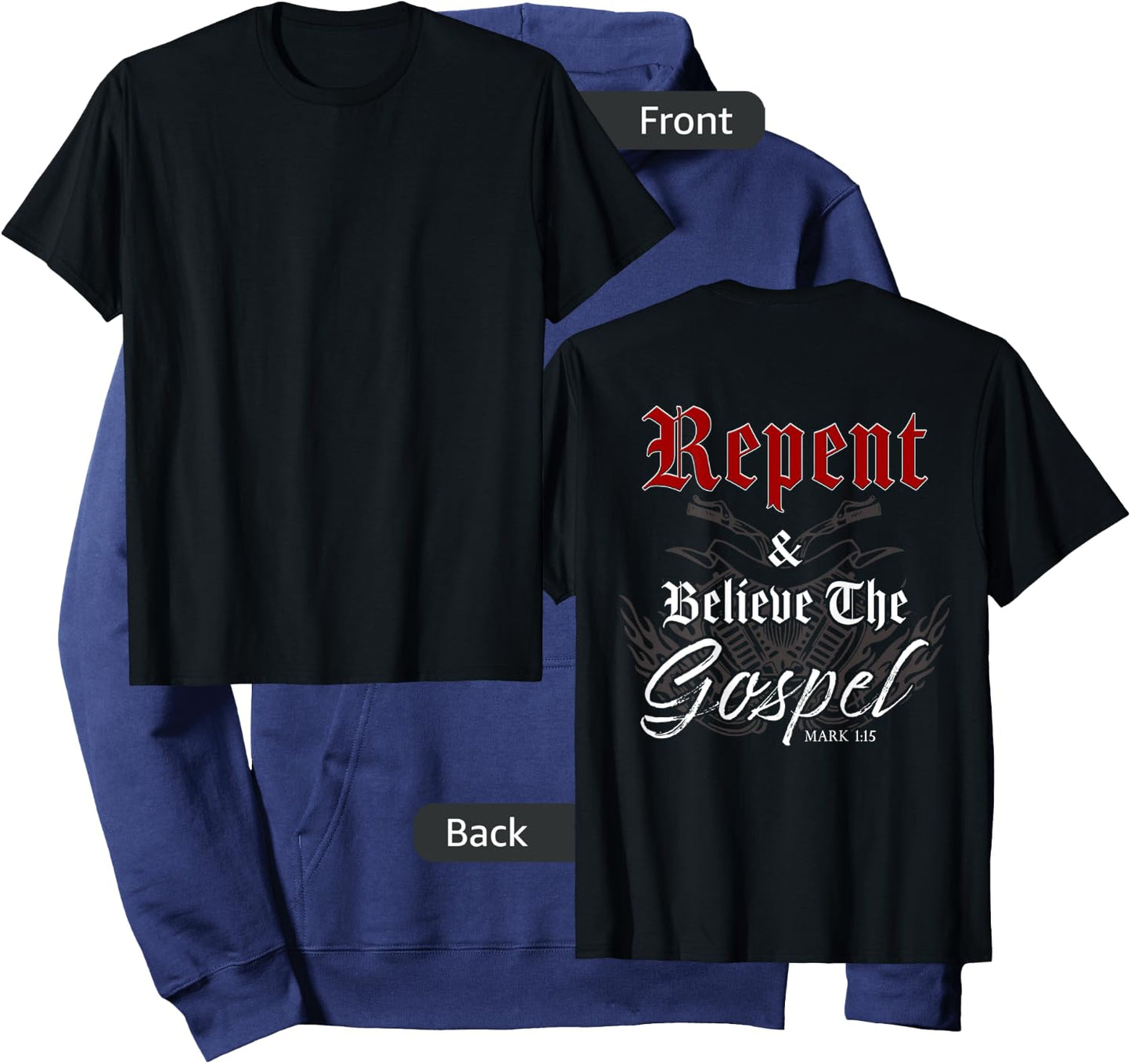 Repent & Believe the Gospel Motorcycle Christian Faith Biker Hoodie - Hoodie | Navy