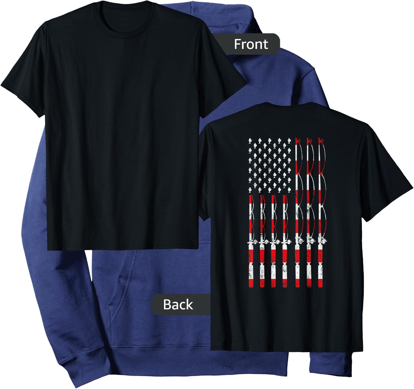 Fishing Pole American USA Flag Patriotic Fishing gift Hoodie - Hoodie | Navy