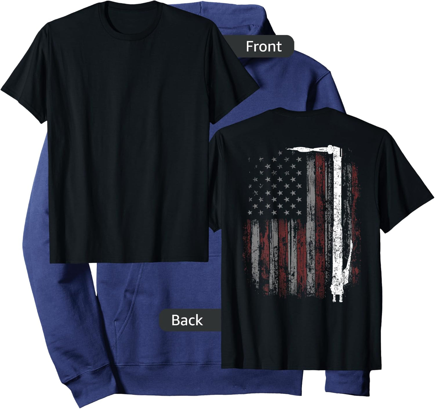 Welding Vintage Patriotic USA American Flag Welder ON BACK Hoodie - Hoodie | Navy