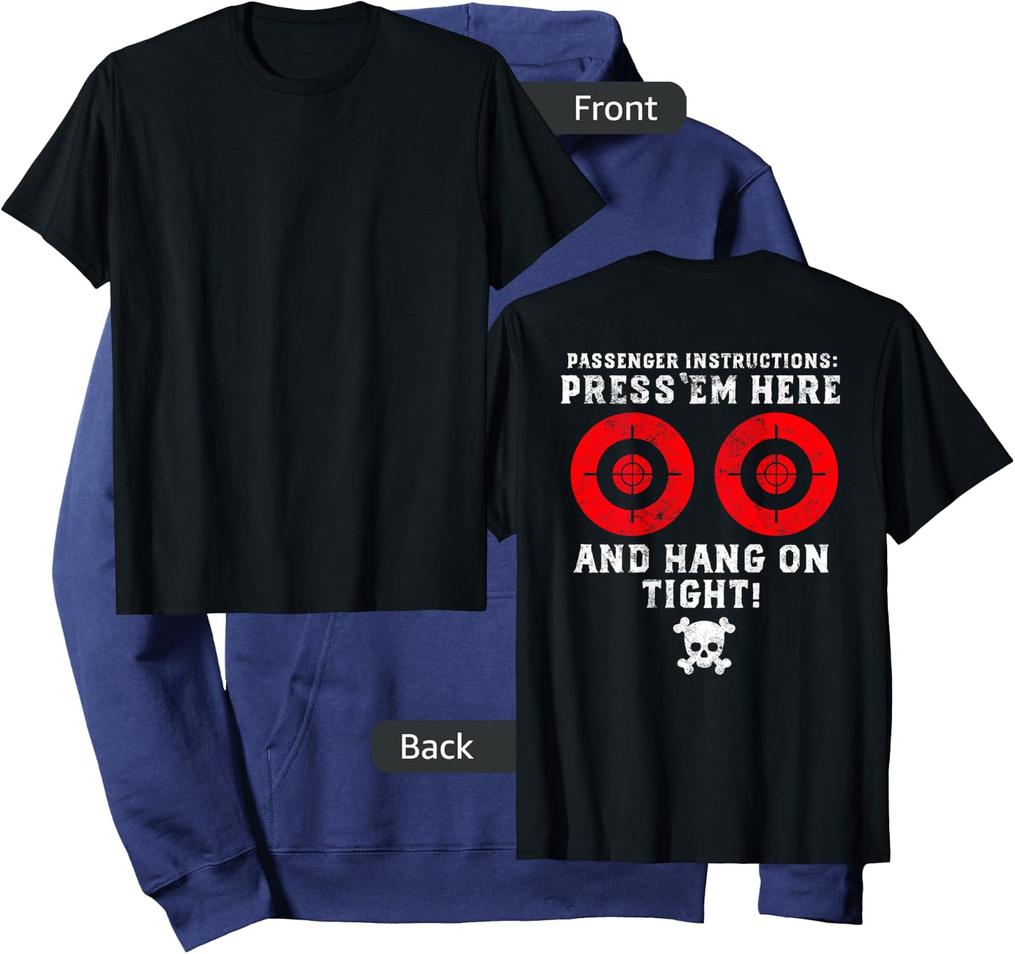 Passenger Instructions Press Em Here Funny Motorcycle Biker Hoodie - Hoodie | Navy