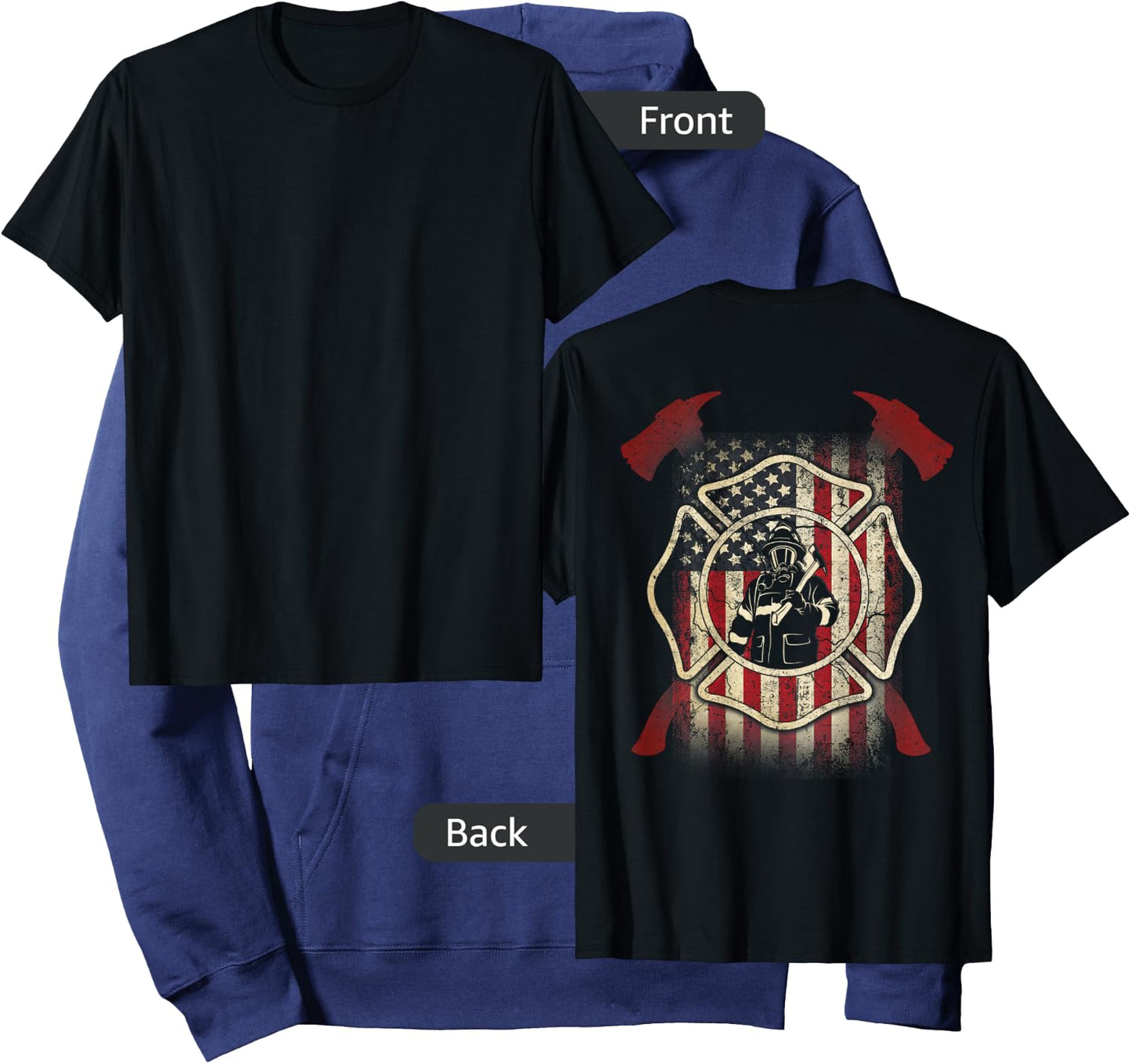 Patriotic Firefighter USA Flag Axe American Flag Fireman Hoodie - Hoodie | Navy