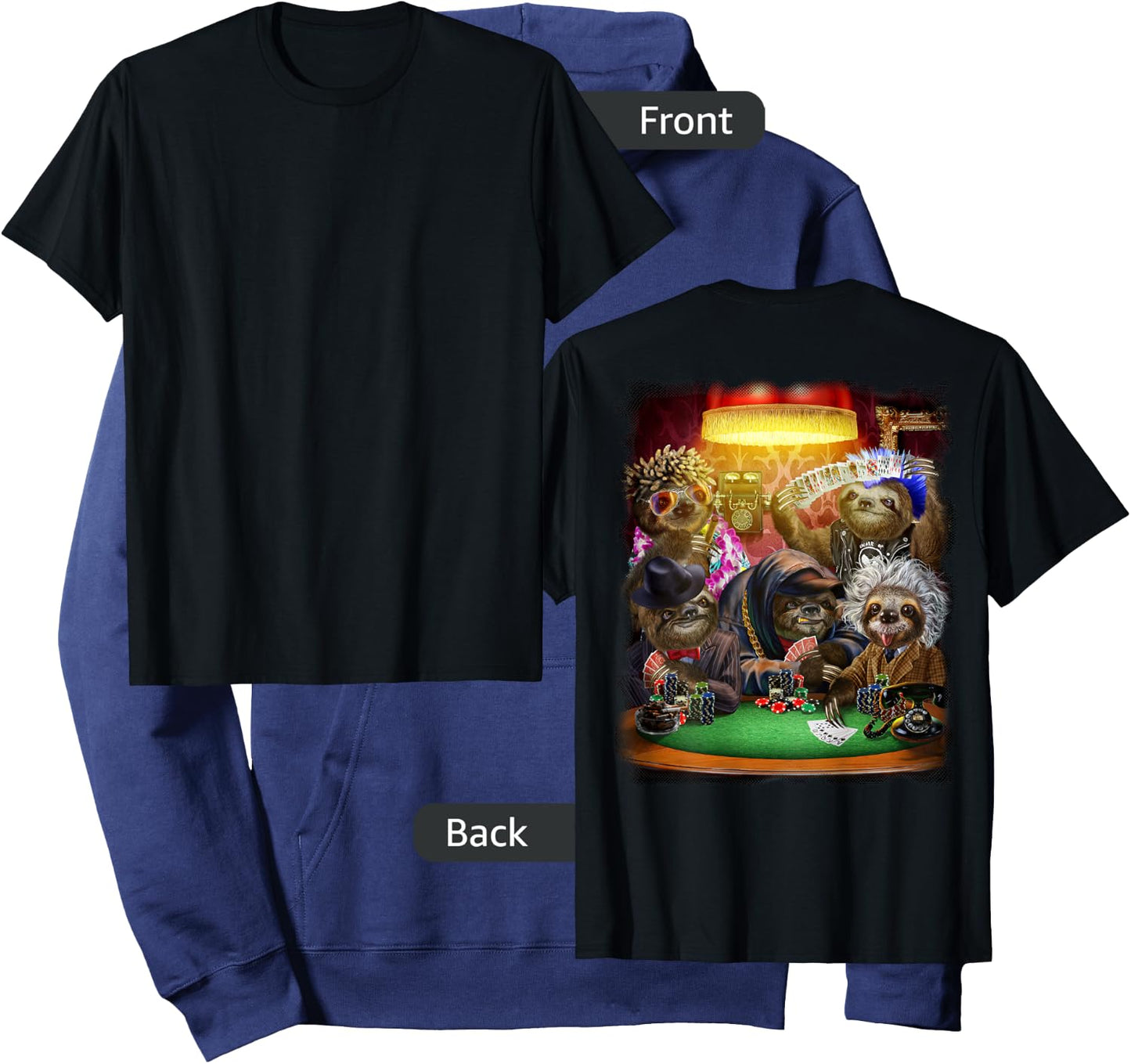 Giant Sloth Playing Poker Cards Hoodie - Hoodie | Navy