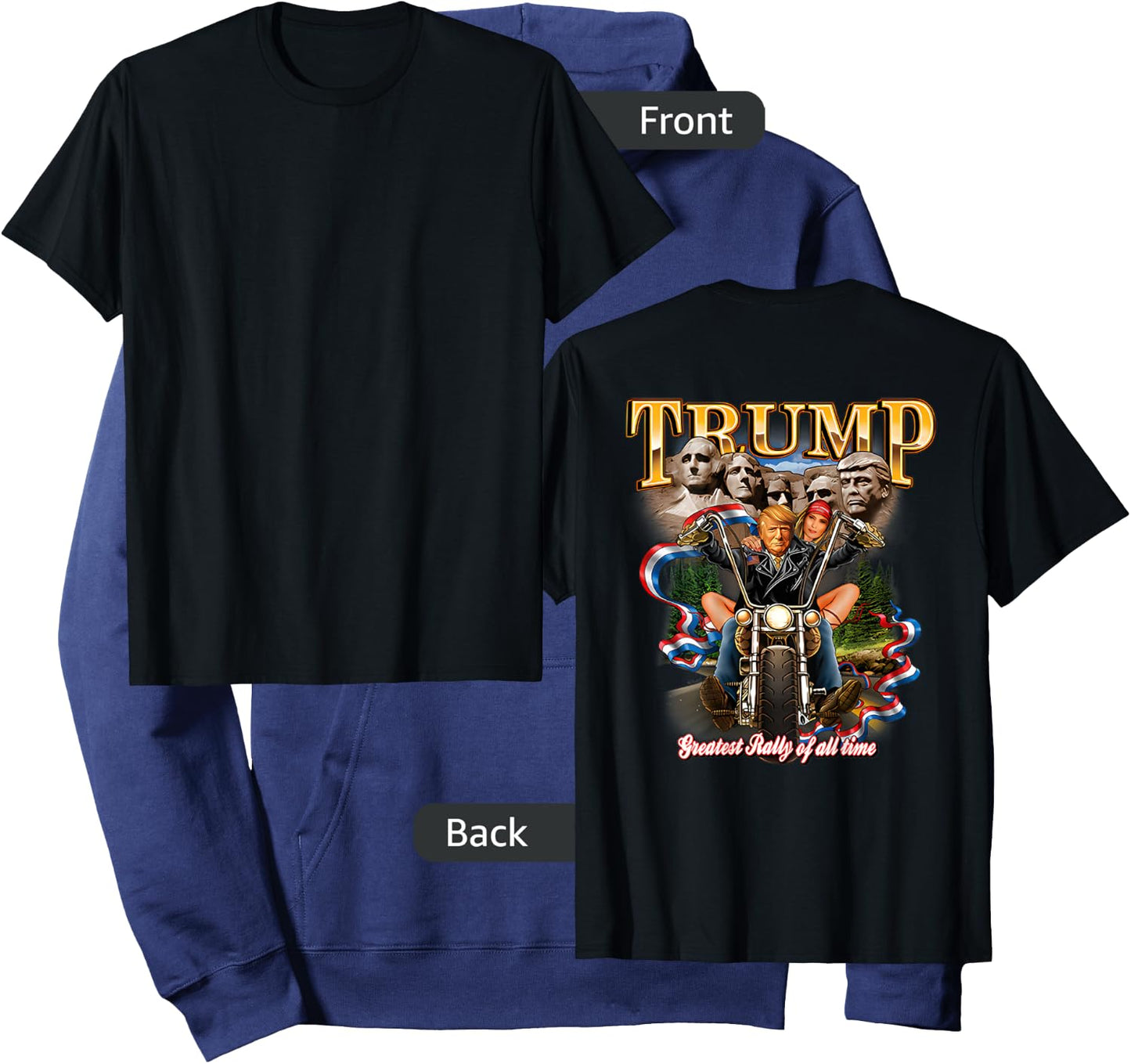 Trump Greatest Rally of All Time Motorcycle (on Back) Hoodie - Hoodie | Navy