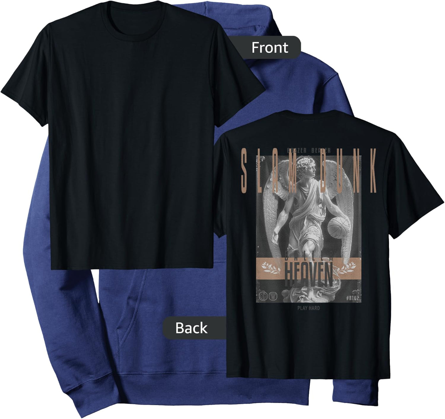 Hip Hop Vintage Edgy Urban Y2K Back Print Streetwear Angel Hoodie - Hoodie | Navy
