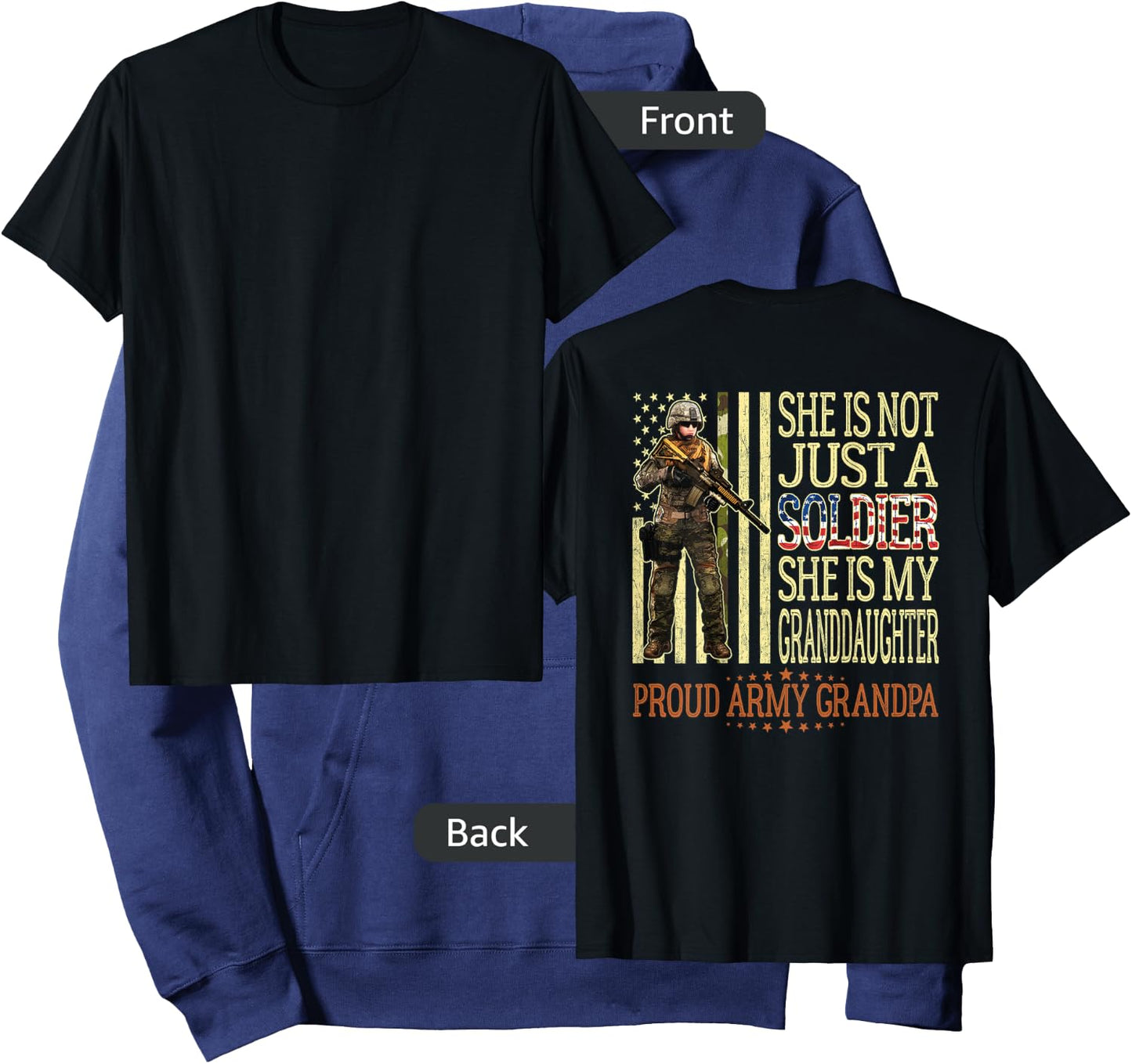 My Granddaughter Is A Soldier Hero Proud Army Grandpa Gift Hoodie - Hoodie | Navy