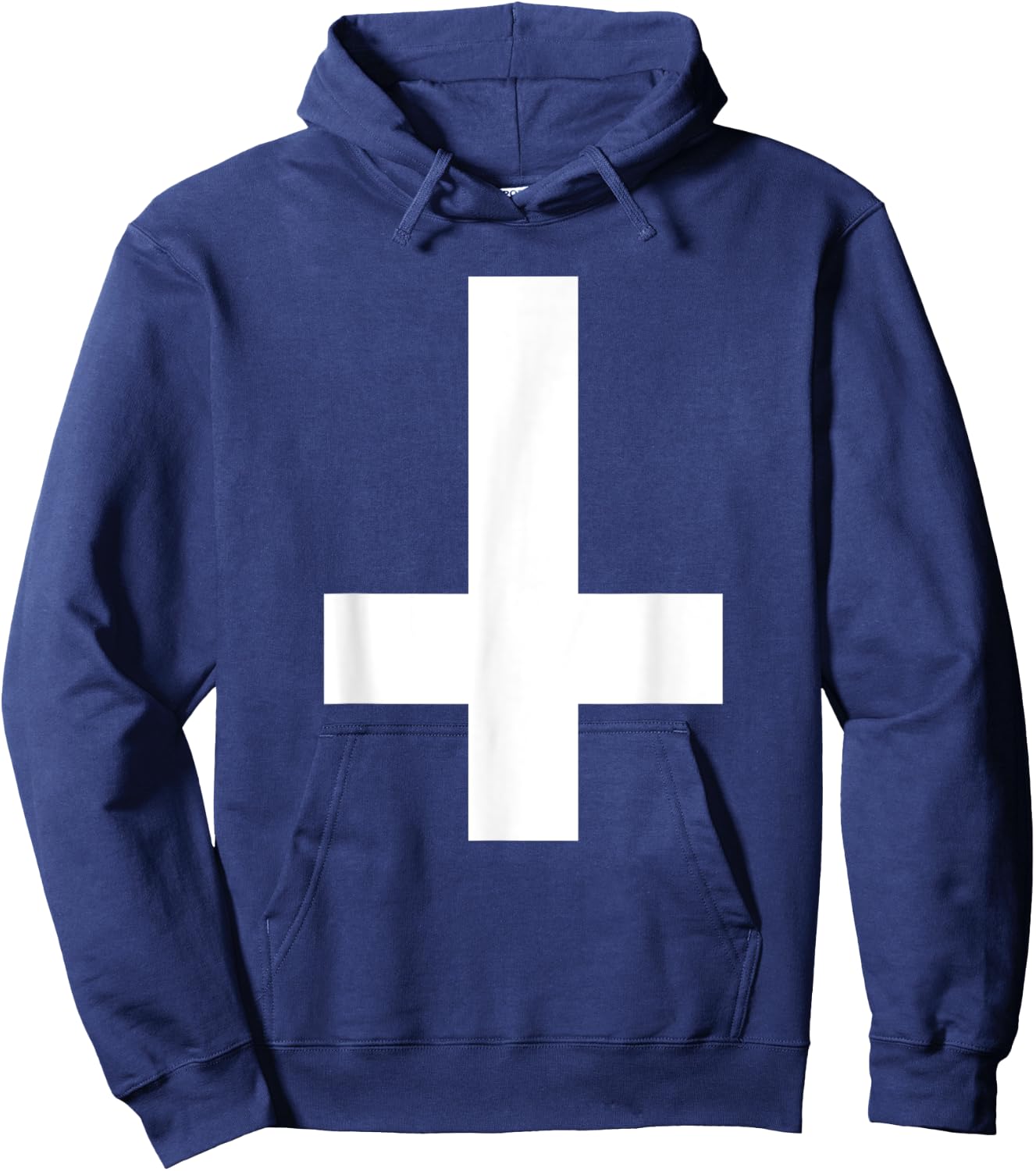 Inverted Cross Upside Down Cross Hoodie - Hoodie | Navy