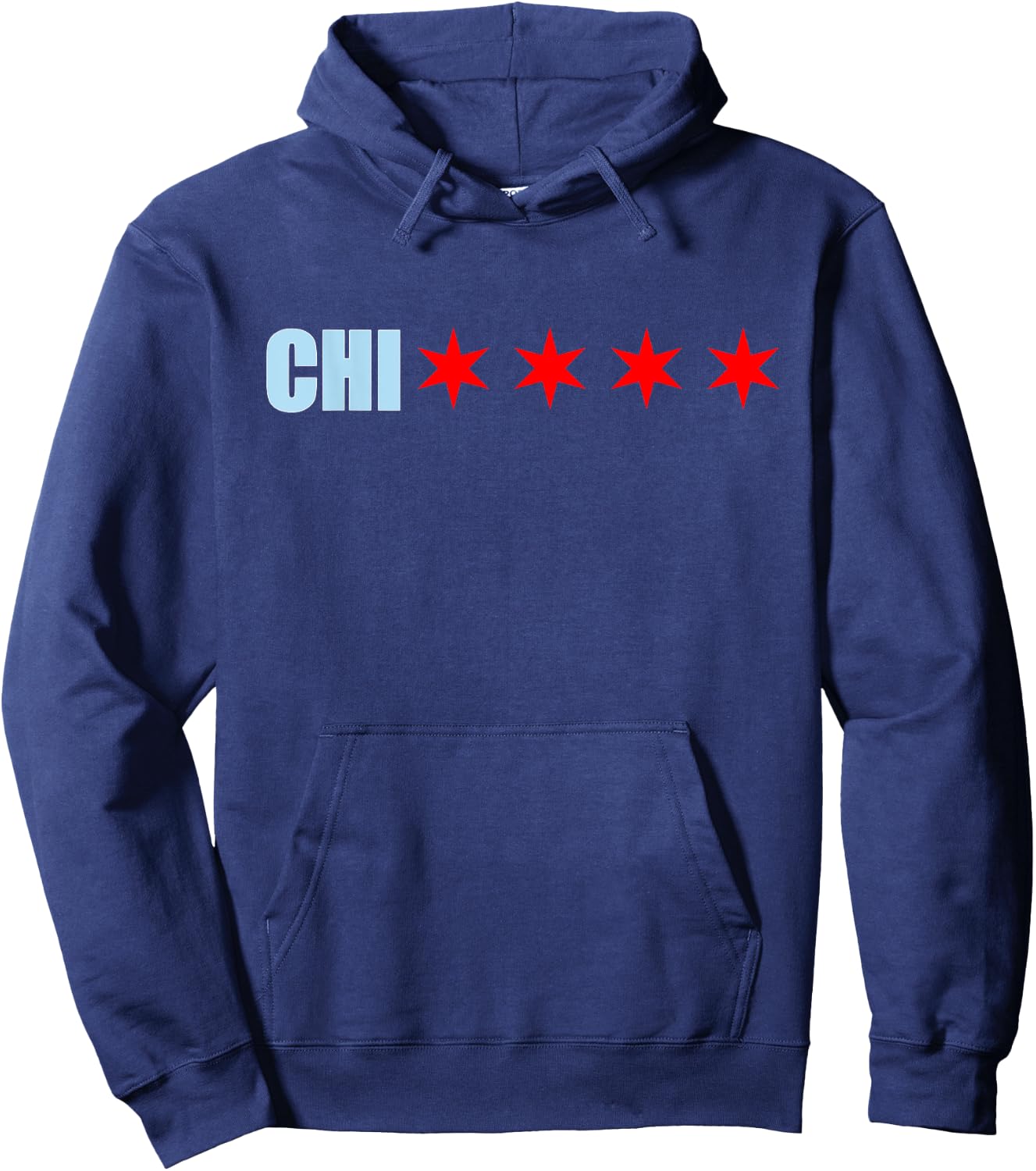 Chicago Chi With 4 Red 6 Cornered Stars Of The Chicago Flag Hoodie - Hoodie | Navy