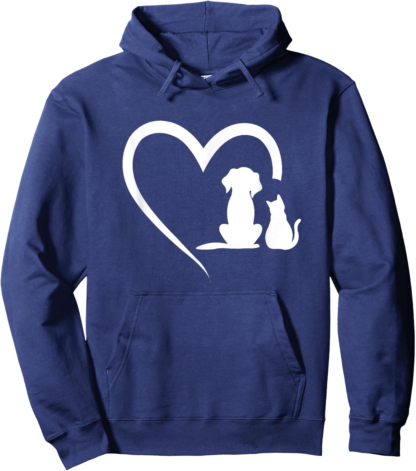 Dog Puppy and Baby Cat Heart - Animal Dog & Cat Heart Women Girls Kids Hoodie - Hoodie | Navy
