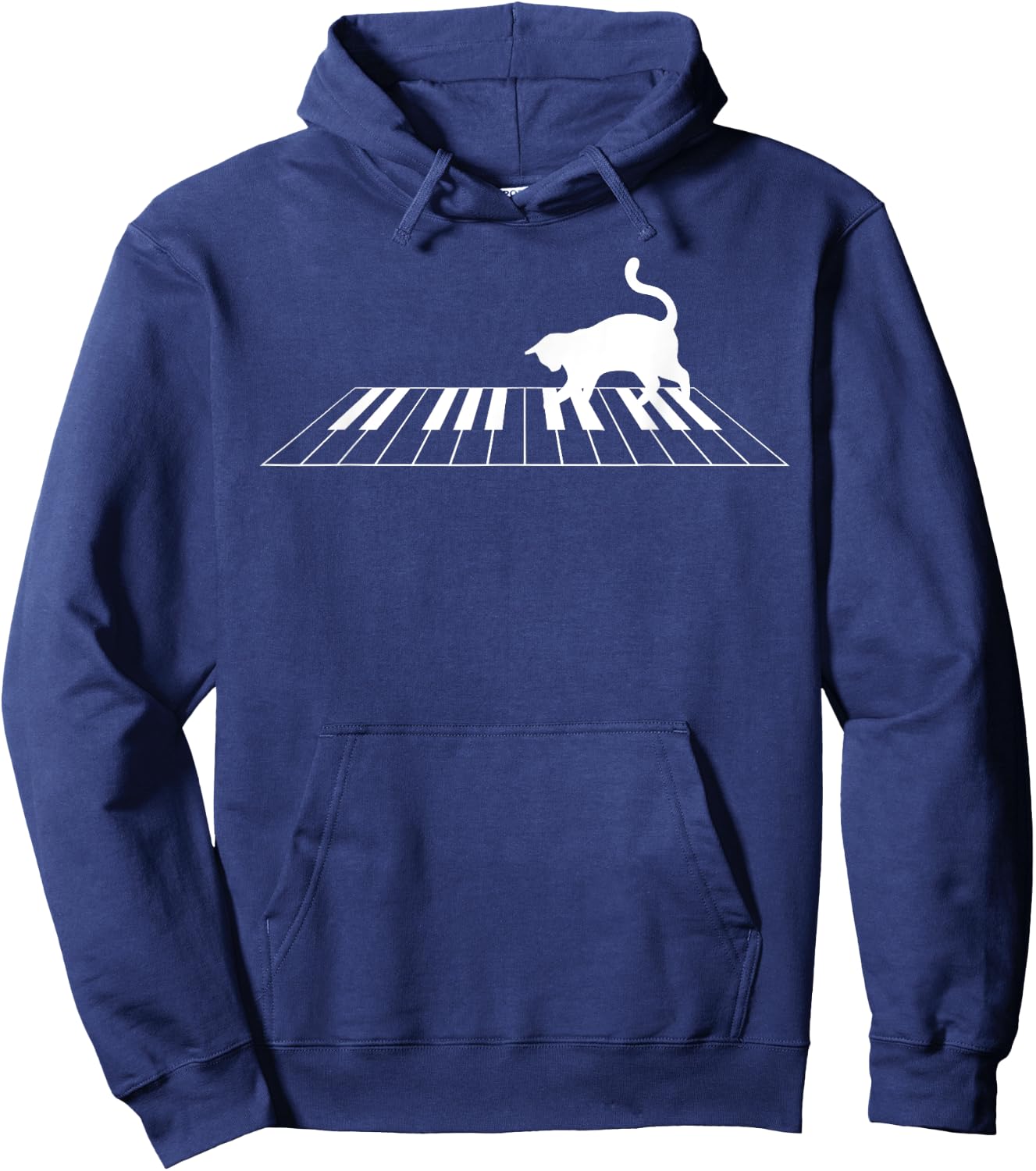 Funny Piano Keys Gift Men Women Cute Cat On Piano Keyboard Hoodie - Hoodie | Navy