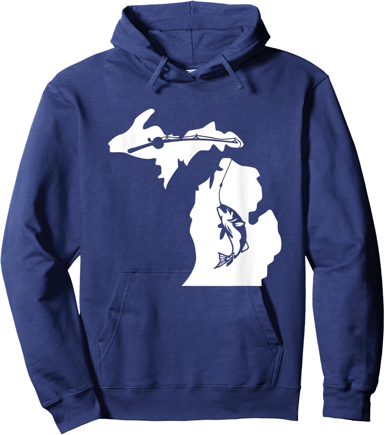 Cute Michigan Fishing Bass Home State Midwest Up North Retro Hoodie - Hoodie | Navy