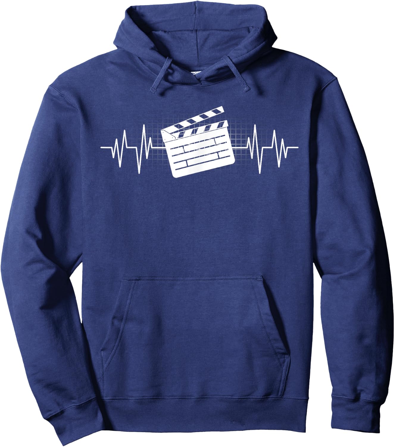 Clapperboard Heartbeat Funny EKG Filmmaker Film Lover Gift Hoodie - Hoodie | Navy