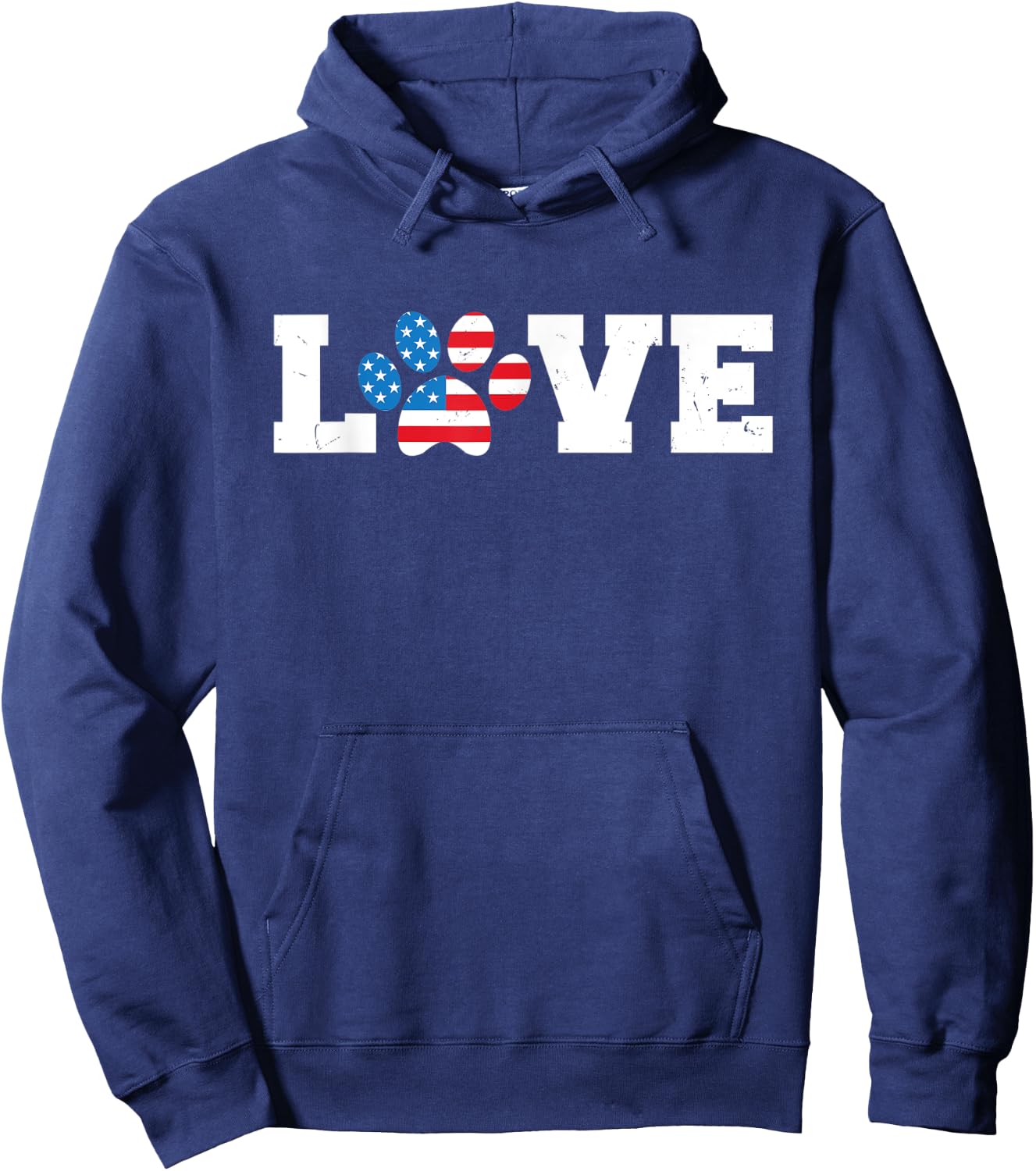 Vintage Love USA Dog Paw 4th of July Patriot Dogs Owner Gift Kids Men Hoodie - Hoodie | Navy