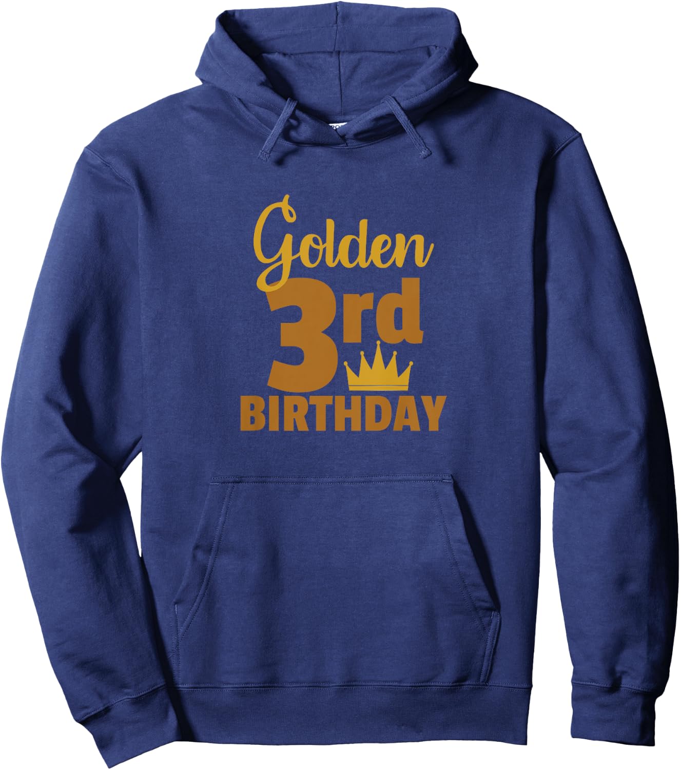 Golden Third Birthday Three Year Old Special Occasion Hoodie - Hoodie | Navy